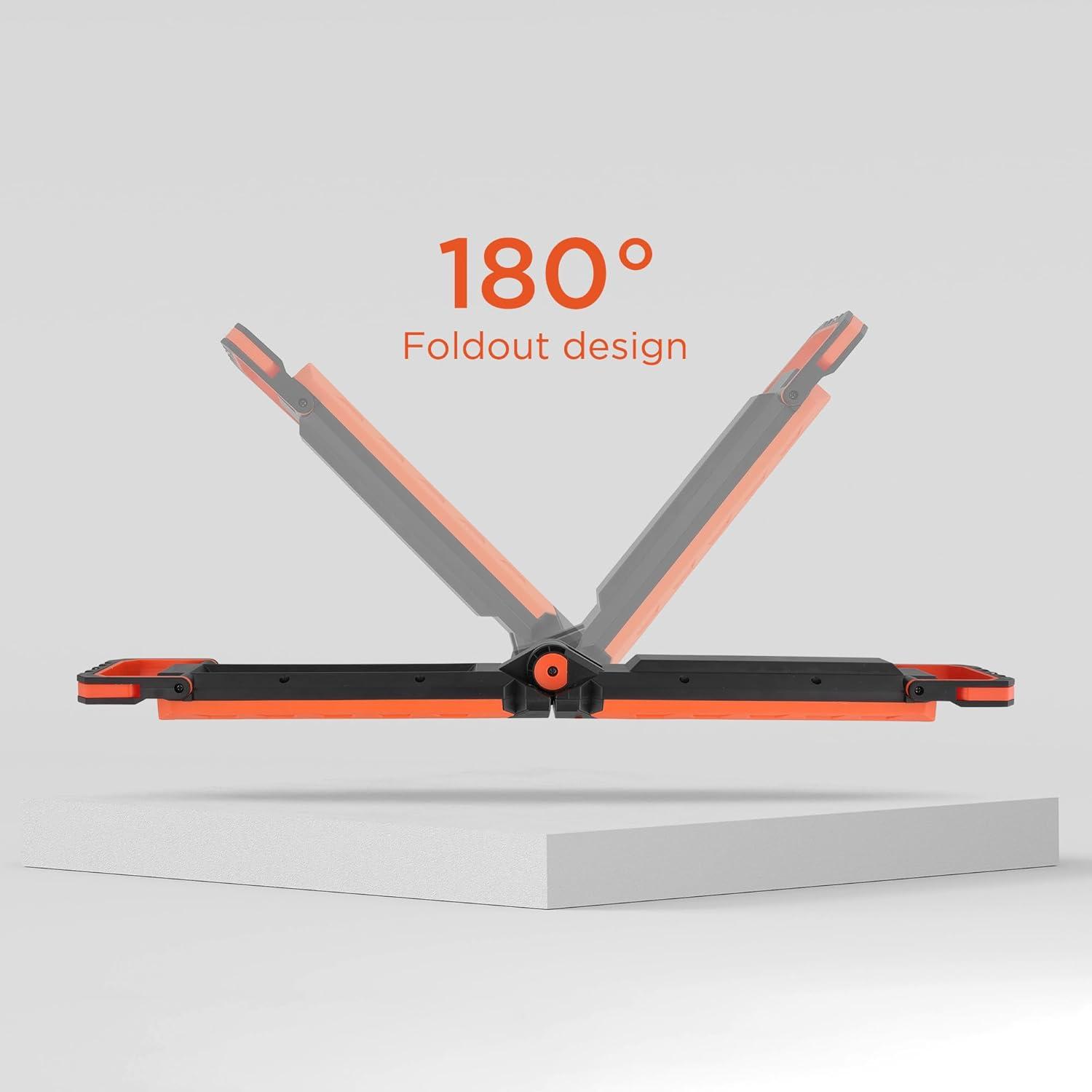 imageBLACKDECKER Rechargeable Hanging LED Light 1100 Lumens Foldable DoubleSided LED Work Light 5 Modes Tripod Hook amp Magnetic Mount IndoorOutdoor IP54 WeatherResistant COB Lighting Adjustable