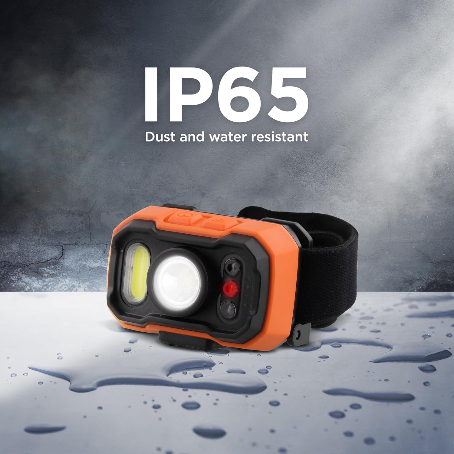 imageBLACKDECKER Rechargeable Headlamp with Wave Sensor 2Pack Ultra Bright 1000 Lumens LED Head Light 90 Tilt 7 Lighting Modes IP65 Waterproof Fits Over Helmet 14 Hour Head Lamp for CampingOne Pack