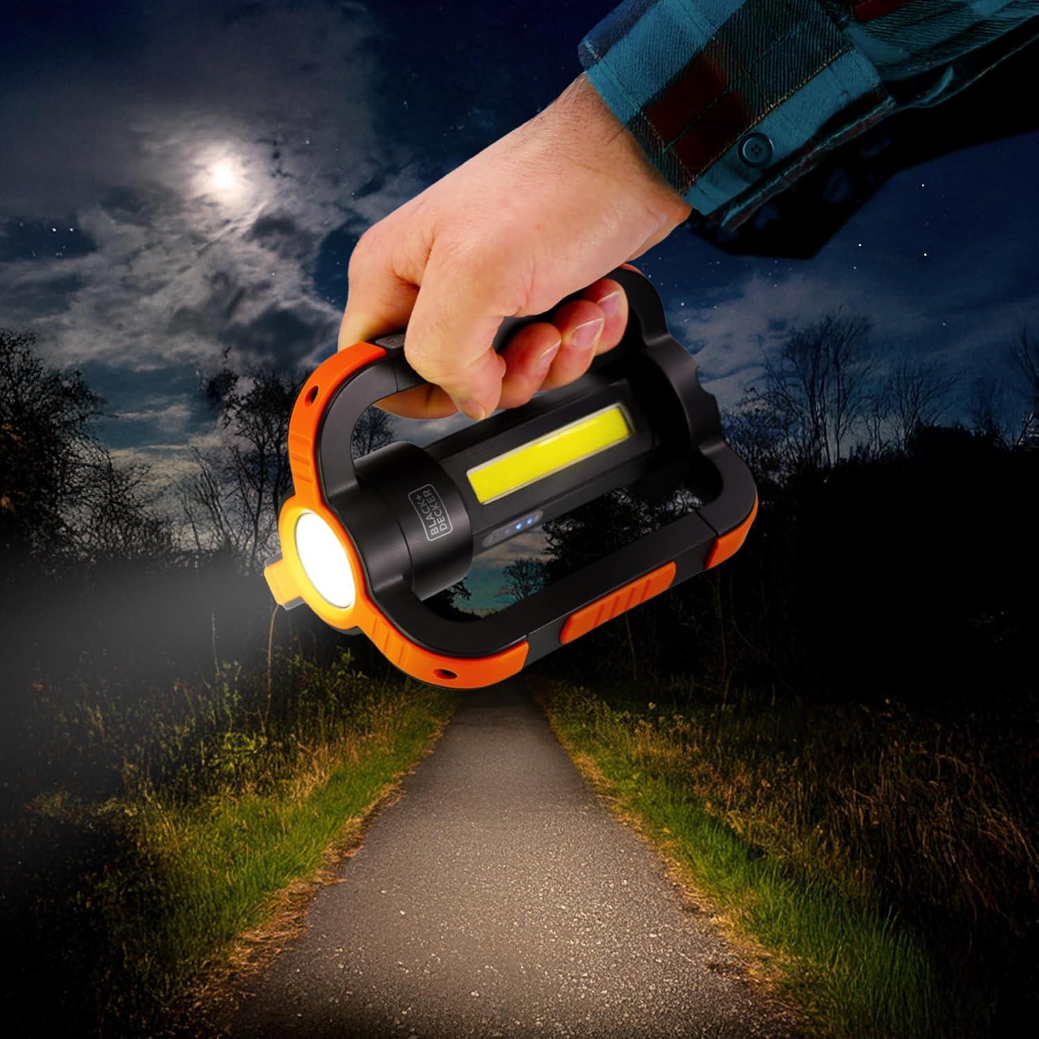 imageBLACKDECKER Rechargeable LED Flashlight amp 360 Lantern 1000LM IP65 Waterproof Light 8 Modes Emergency SOS Mode USBA Power Bank 18 Hour Light Carabiner Clip Magnetic for Blackouts amp Camping