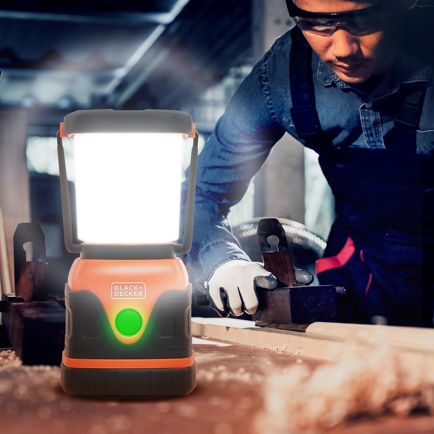 imageBLACKDECKER Rechargeable LED Lantern amp 400mAh Power Bank 1000 Lumens 360 Flashlight for Camping amp Power Outage SOS Mode 12 Hour Power Multiwhite 7 Modes IP44 WeatherResistant Folding HookOne Pack