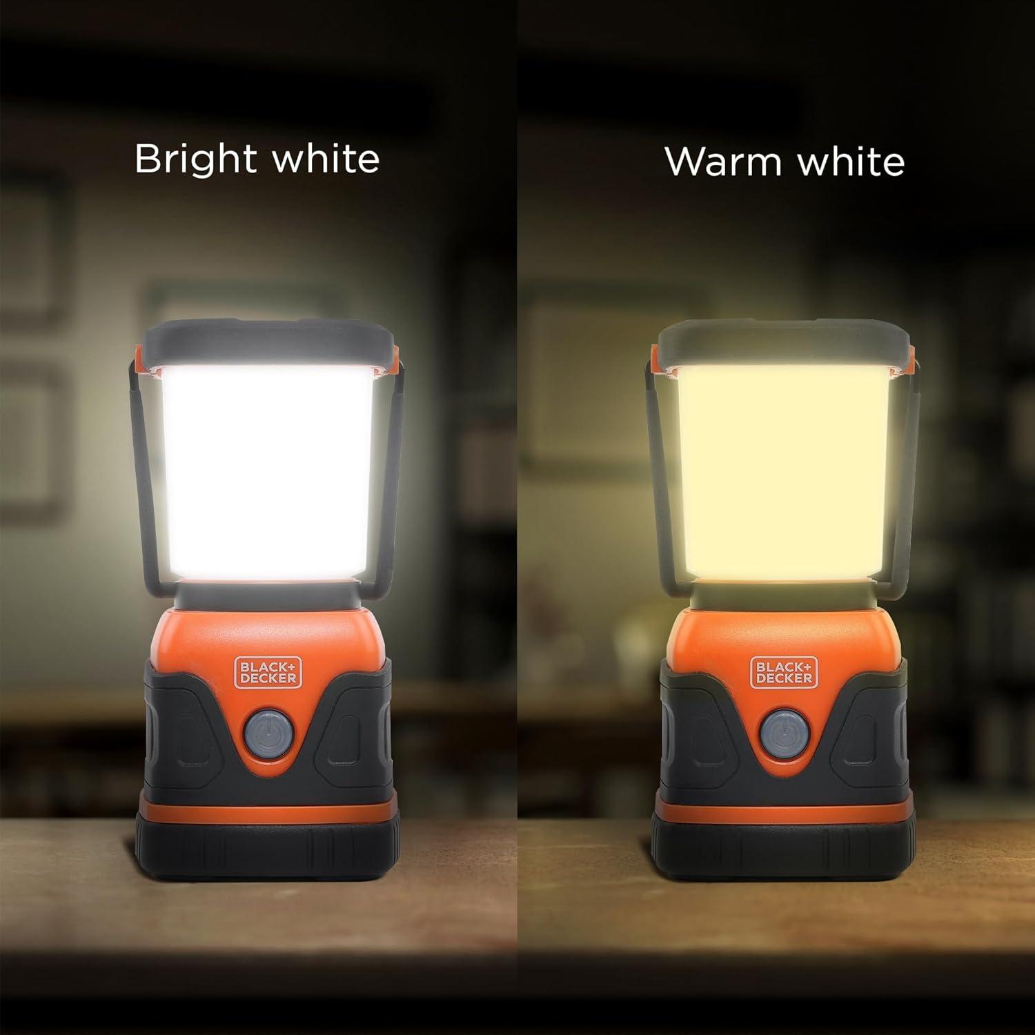 imageBLACKDECKER Rechargeable LED Lantern amp 400mAh Power Bank 1000 Lumens 360 Flashlight for Camping amp Power Outage SOS Mode 12 Hour Power Multiwhite 7 Modes IP44 WeatherResistant Folding HookOne Pack