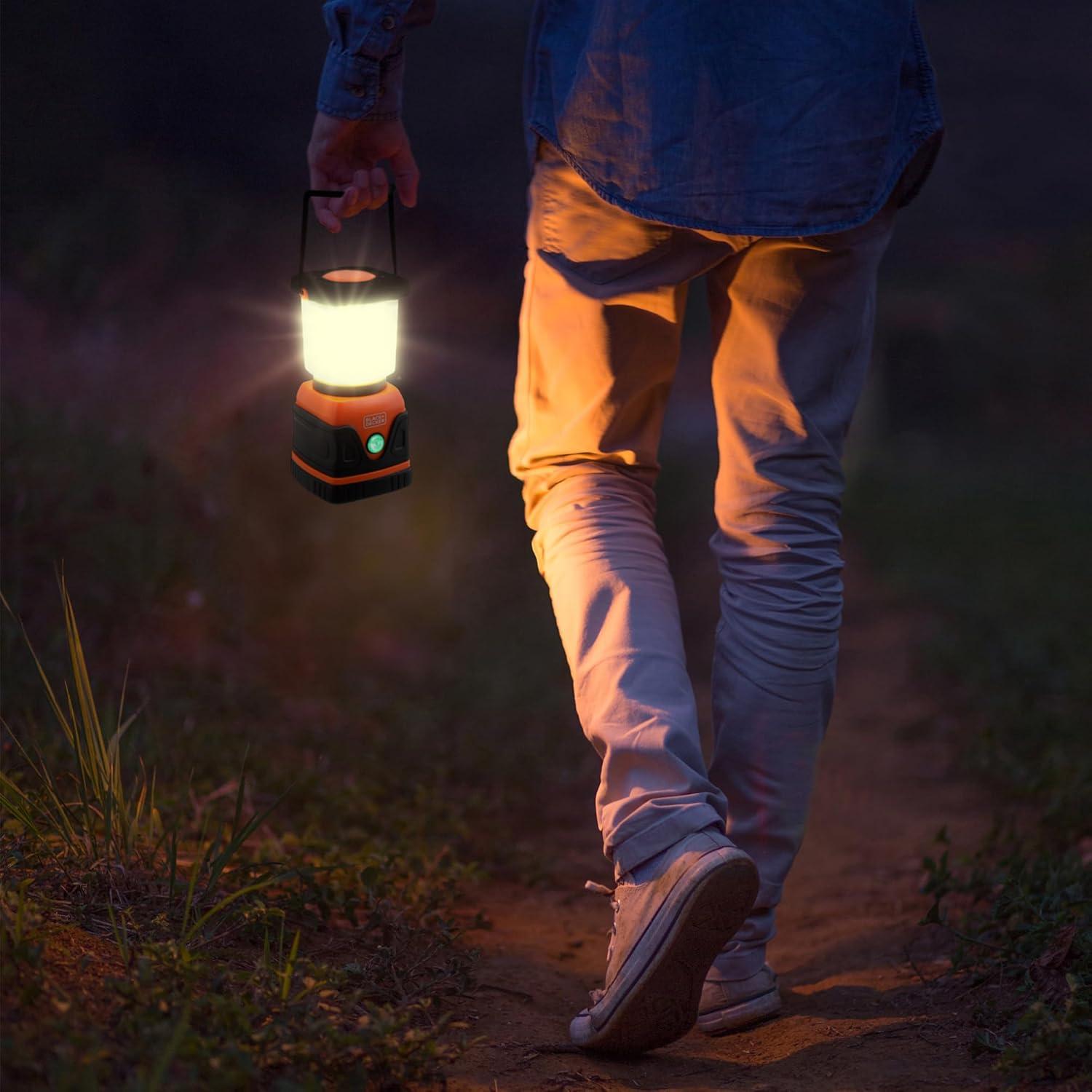 imageBLACKDECKER Rechargeable LED Lantern amp 400mAh Power Bank 1000 Lumens 360 Flashlight for Camping amp Power Outage SOS Mode 12 Hour Power Multiwhite 7 Modes IP44 WeatherResistant Folding HookOne Pack