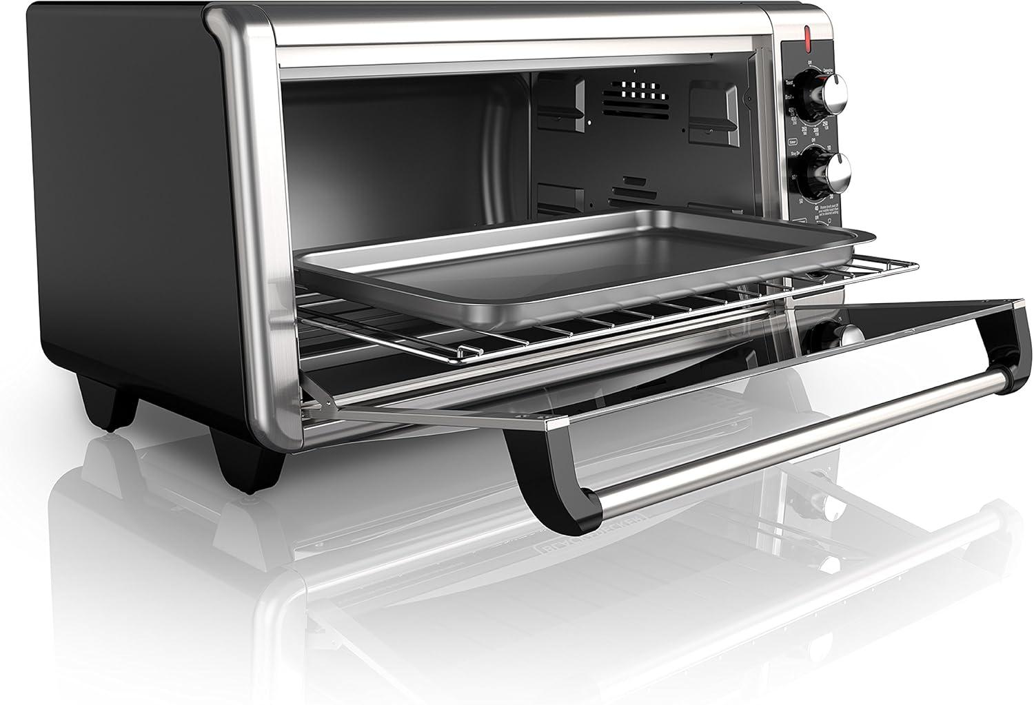 imageBLACKDECKER TO3250XSBD 8Slice Extra Wide Convection Countertop Toaster Oven Includes Bake Pan Broil Rack amp Toasting Rack Stainless SteelBlack