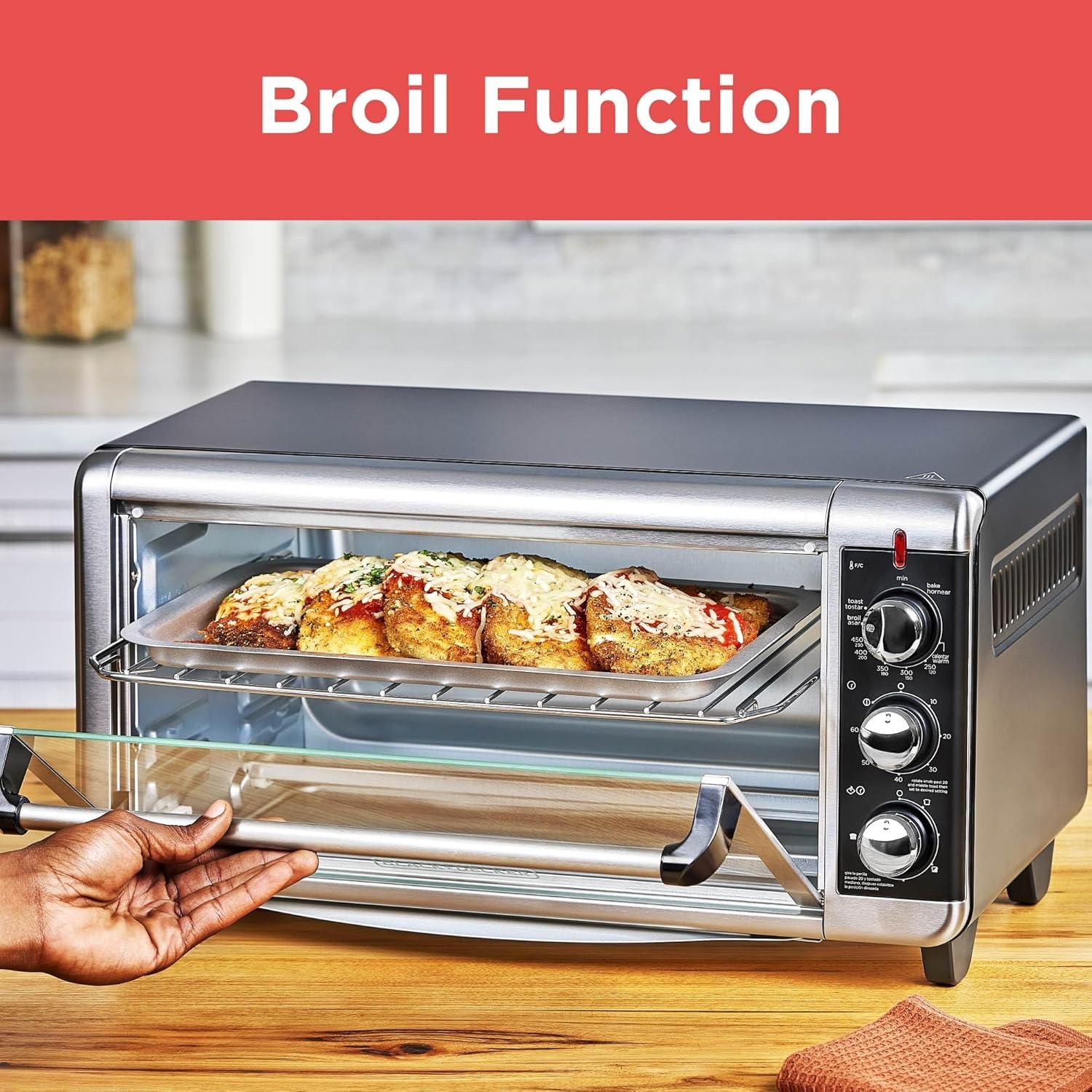 imageBLACKDECKER TO3250XSBD 8Slice Extra Wide Convection Countertop Toaster Oven Includes Bake Pan Broil Rack amp Toasting Rack Stainless SteelBlack