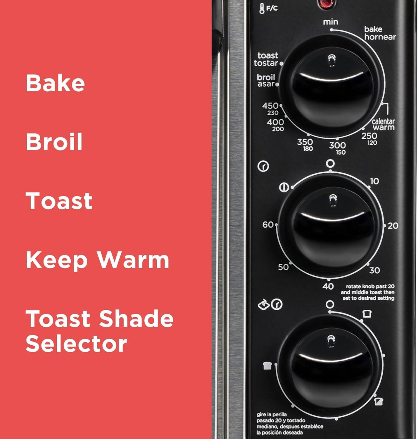 imageBLACKDECKER TO3250XSBD 8Slice Extra Wide Convection Countertop Toaster Oven Includes Bake Pan Broil Rack amp Toasting Rack Stainless SteelBlack