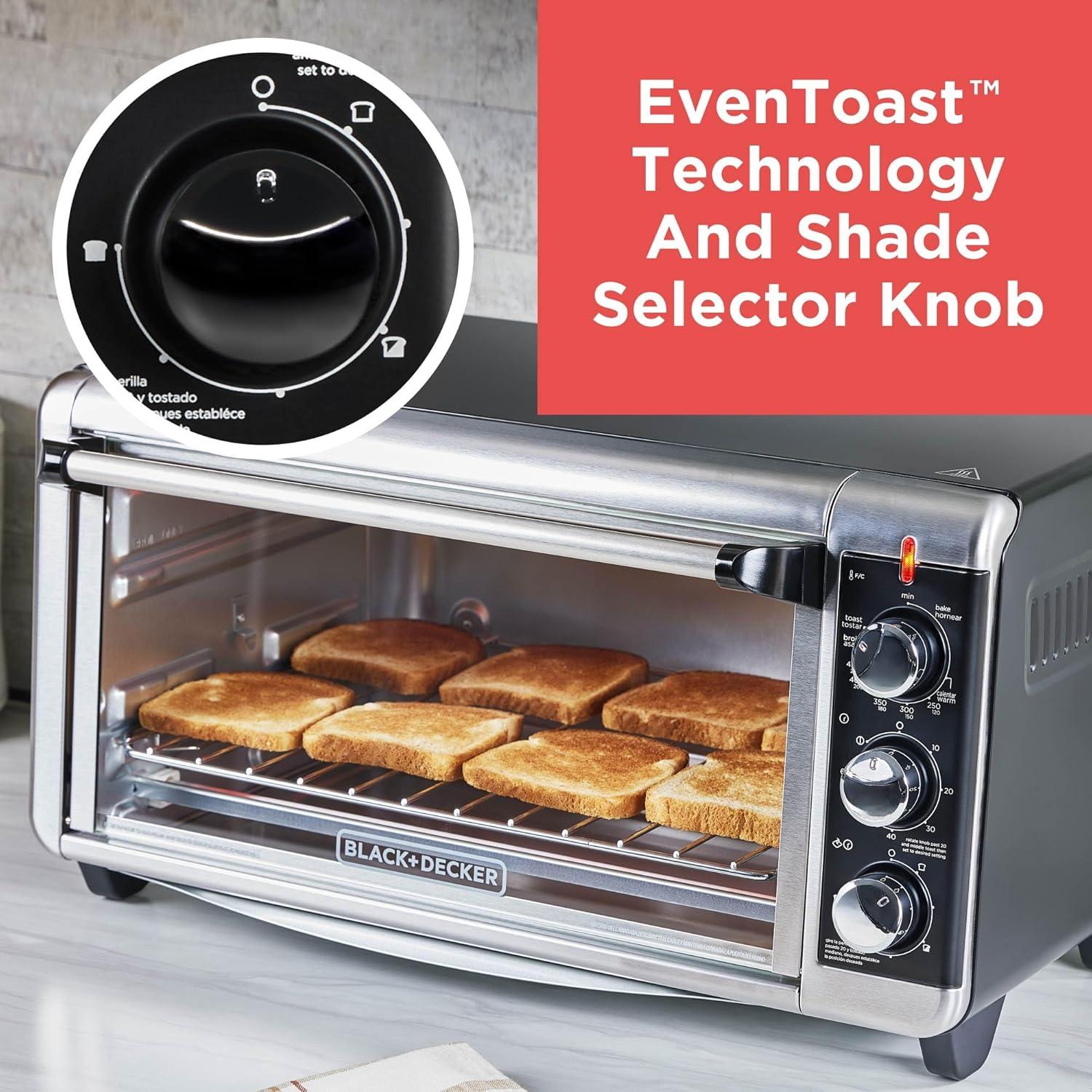 imageBLACKDECKER TO3250XSBD 8Slice Extra Wide Convection Countertop Toaster Oven Includes Bake Pan Broil Rack amp Toasting Rack Stainless SteelBlack