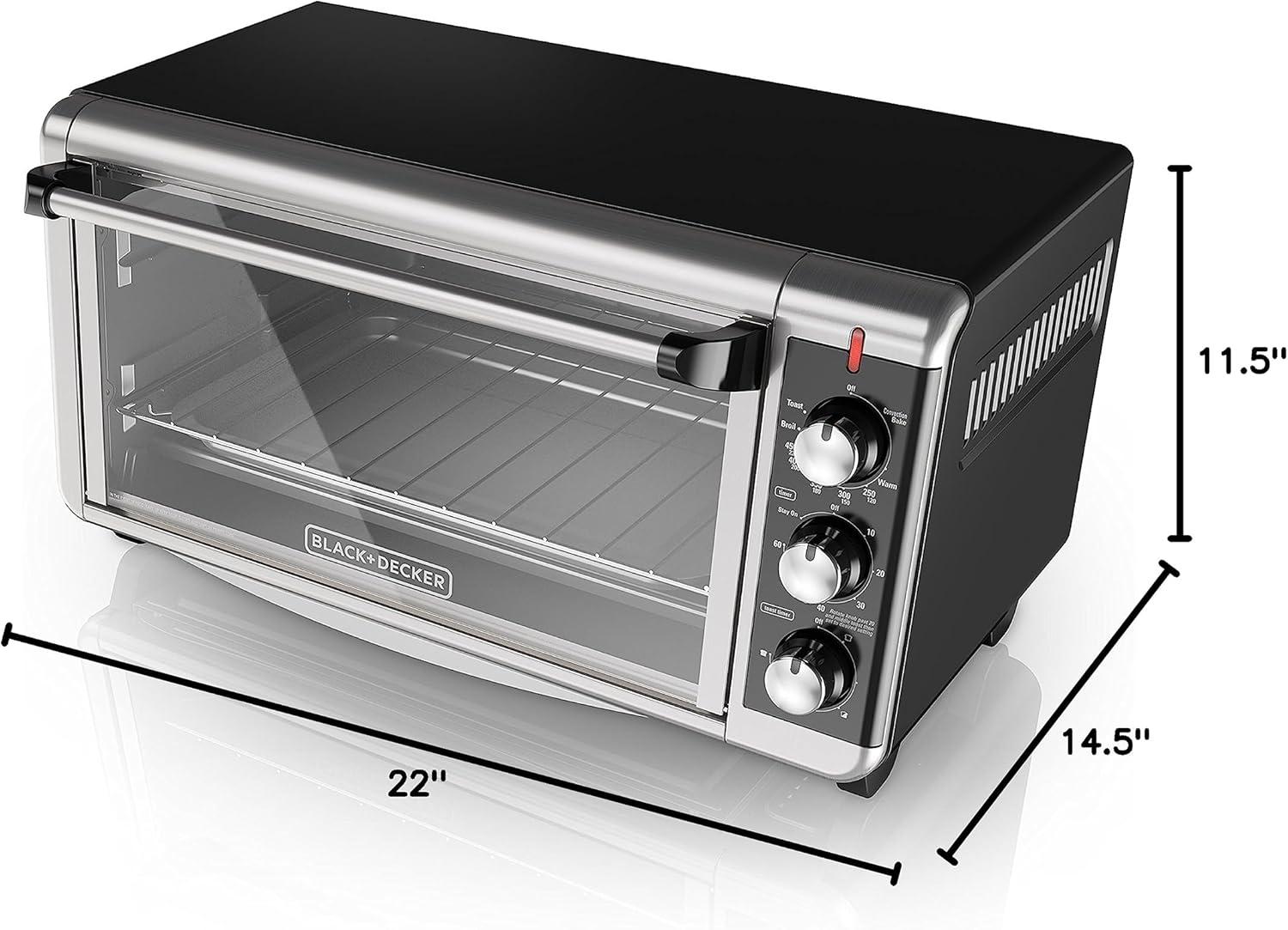 imageBLACKDECKER TO3250XSBD 8Slice Extra Wide Convection Countertop Toaster Oven Includes Bake Pan Broil Rack amp Toasting Rack Stainless SteelBlack