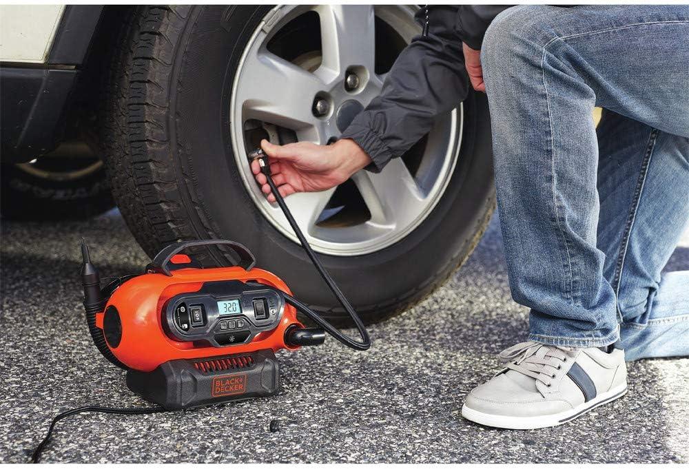 imageBLACKDECKER Tire Inflator Portable Air Compressor Air Pump for Inflatables 3 Modes Electric Outlet 12V Car Adapter and Cordless 20V MAX Battery Sold Separately BDINF20C20V Max Cordless Inflator