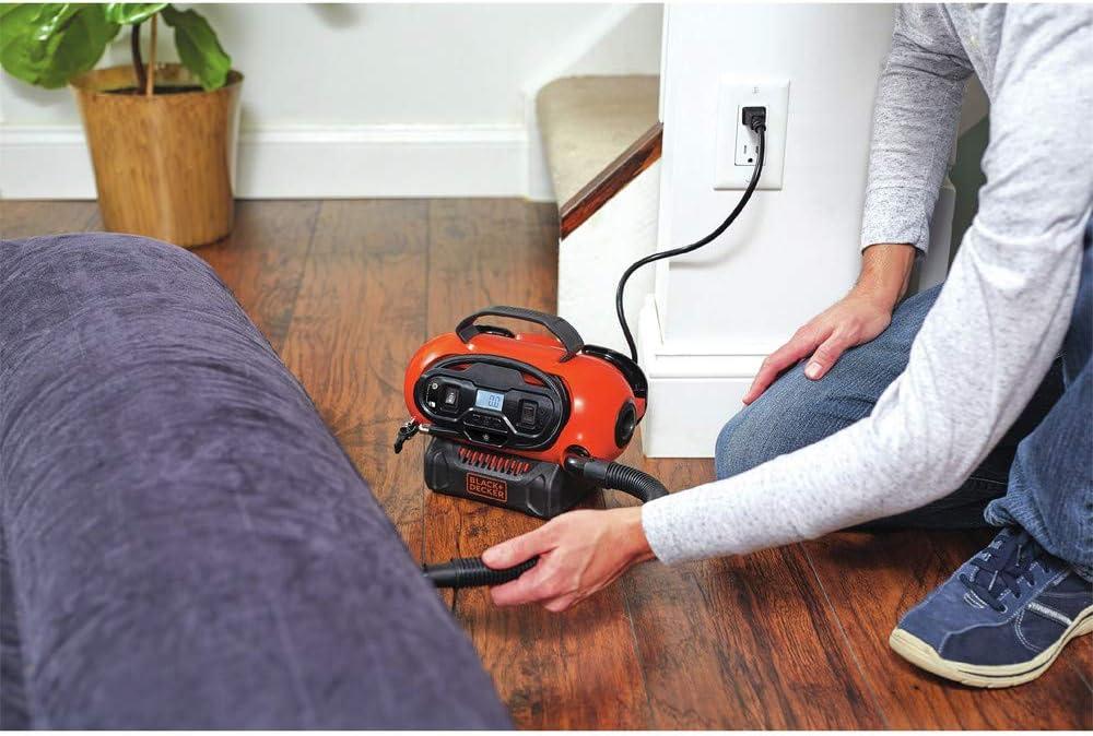 imageBLACKDECKER Tire Inflator Portable Air Compressor Air Pump for Inflatables 3 Modes Electric Outlet 12V Car Adapter and Cordless 20V MAX Battery Sold Separately BDINF20C20V Max Cordless Inflator