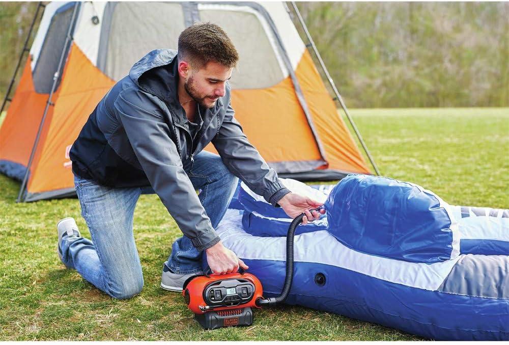 imageBLACKDECKER Tire Inflator Portable Air Compressor Air Pump for Inflatables 3 Modes Electric Outlet 12V Car Adapter and Cordless 20V MAX Battery Sold Separately BDINF20C20V Max Cordless Inflator