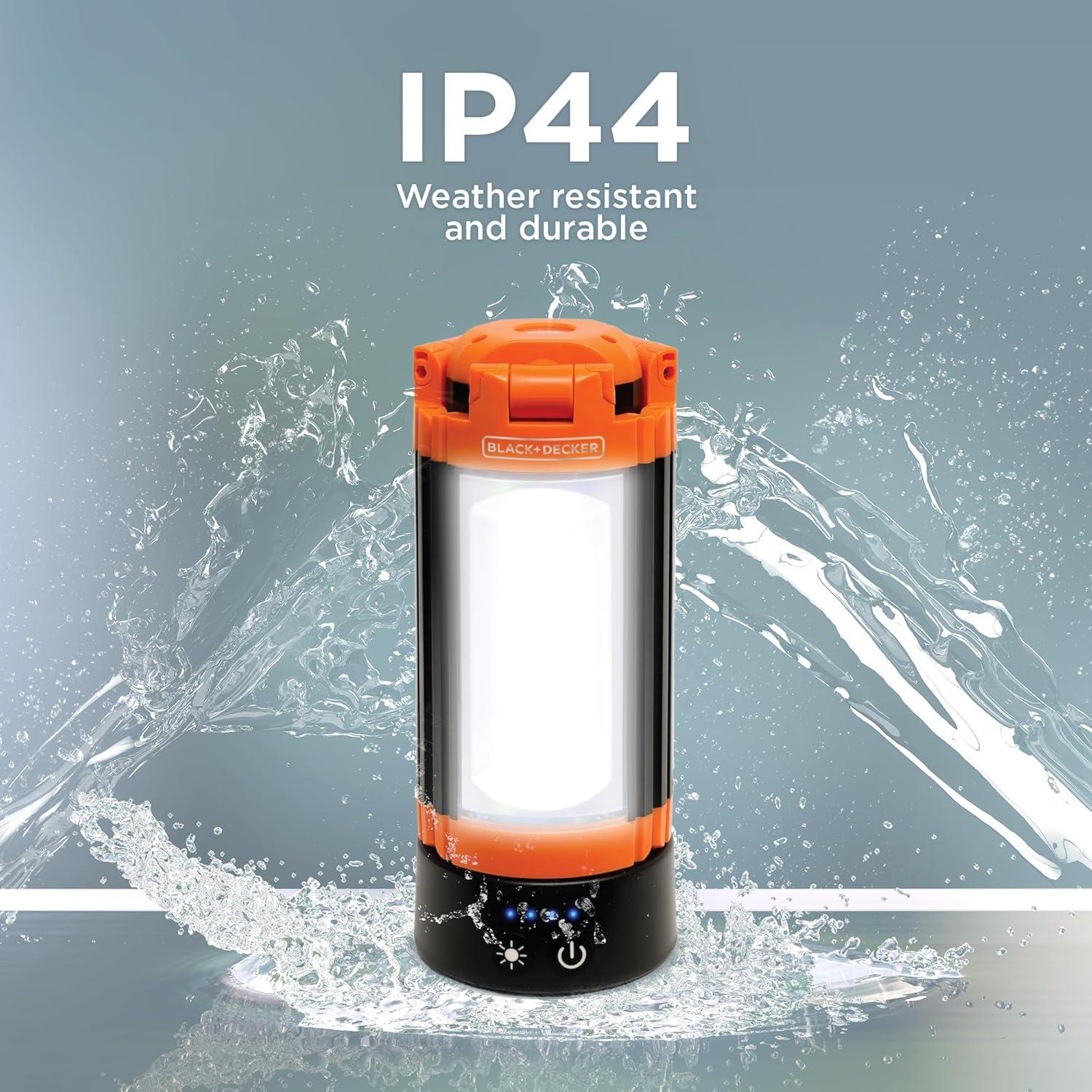 imageBLACKDECKER Utility Light Rechargeable 2000 Lumens LED 3 Panel Work Light with 6000mAh Battery Bank amp Flashlight 3 Light Colors 4 SOS Modes Dimmable IP44 WaterResistant Magnetic amp Hook Mount