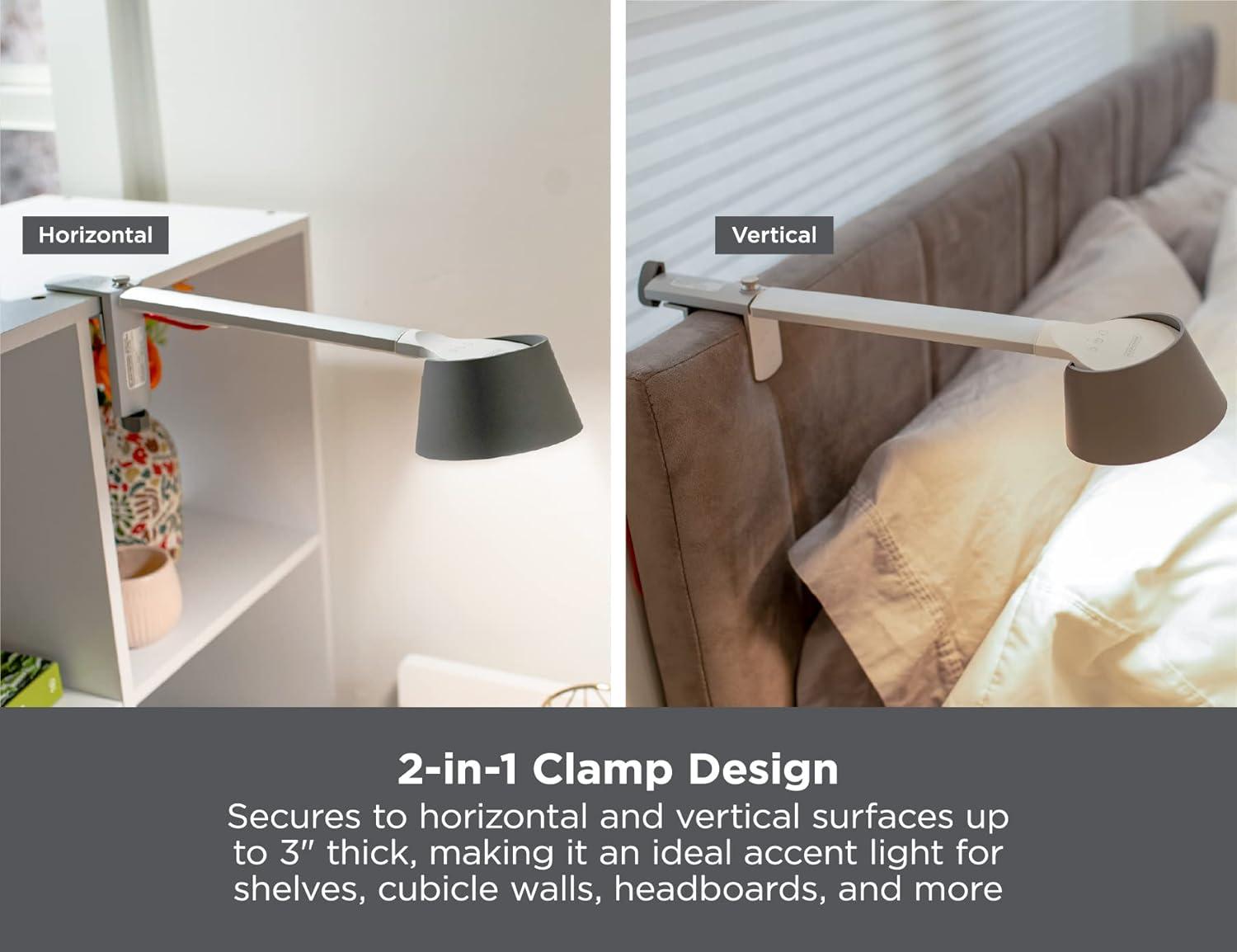 imageBLACKDECKER Verve Designer Smart Clamp Light Works with Alexa Fits Cubicles amp Headboards AutoCircadian Mode True White LED 16M RGB Colors Certified for HumansSilver