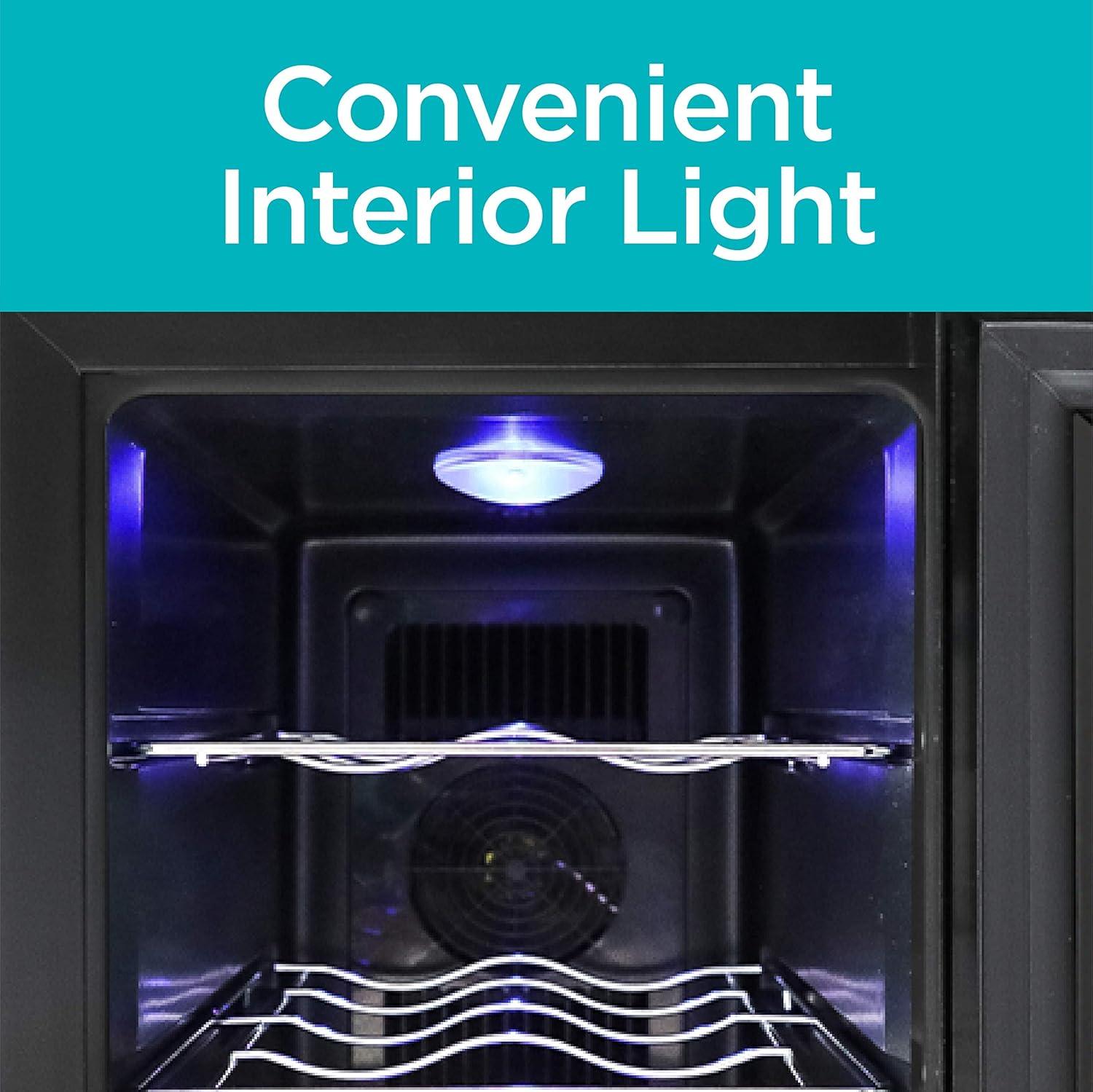 imageBLACKDECKER Wine Fridge 12 Bottles Thermoelectric Wine Cooler Refrigerator with Mirrored Front Freestanding 12 Bottle Wine Fridge BD603366 Bottles