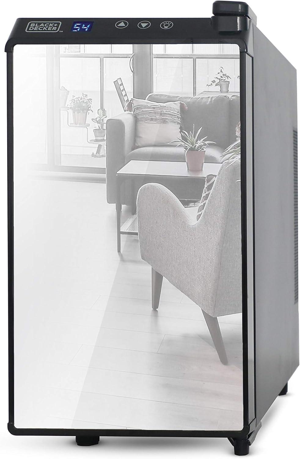 imageBLACKDECKER Wine Fridge 12 Bottles Thermoelectric Wine Cooler Refrigerator with Mirrored Front Freestanding 12 Bottle Wine Fridge BD603368 Bottles
