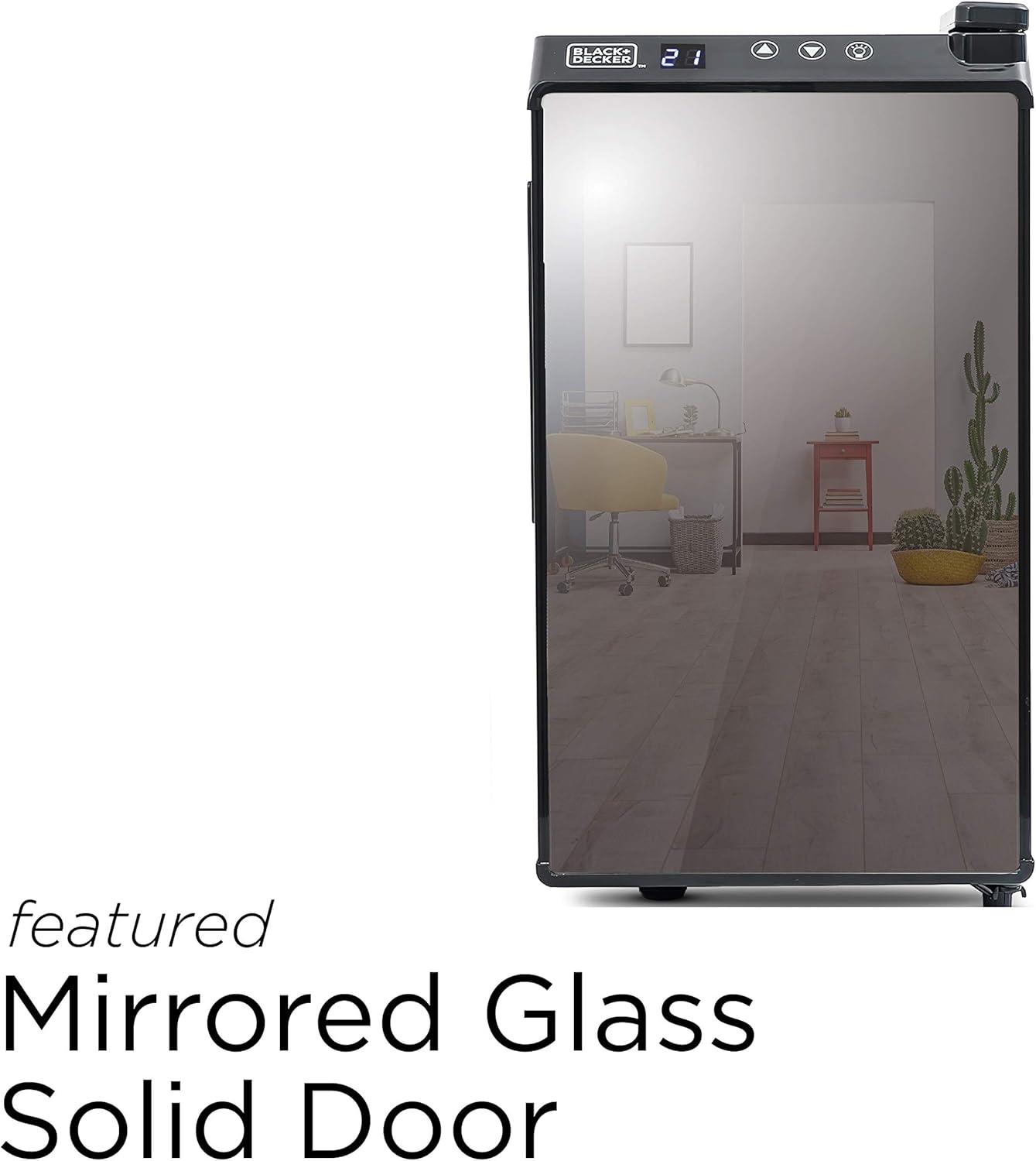 imageBLACKDECKER Wine Fridge 12 Bottles Thermoelectric Wine Cooler Refrigerator with Mirrored Front Freestanding 12 Bottle Wine Fridge BD603368 Bottles