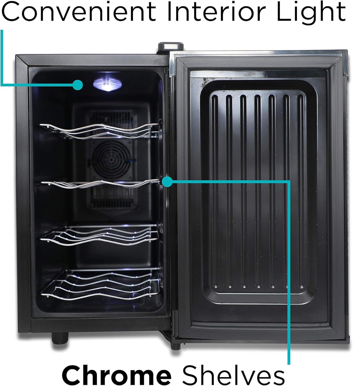 imageBLACKDECKER Wine Fridge 12 Bottles Thermoelectric Wine Cooler Refrigerator with Mirrored Front Freestanding 12 Bottle Wine Fridge BD603368 Bottles