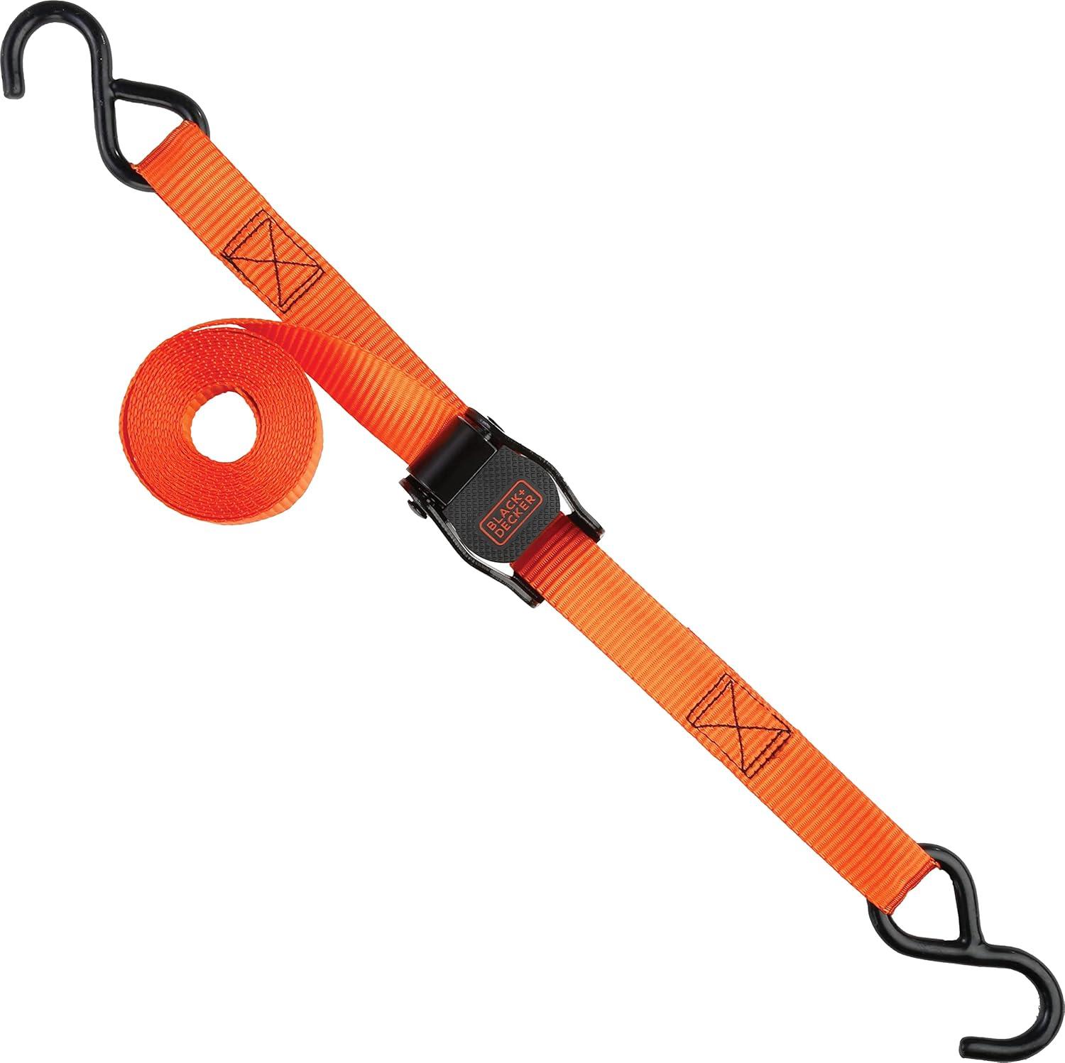 imageBlackDecker BDX1004 BlackOrange 1 x 10 CamBuckle Tie Down Straps 300 lb Safe Working Load 900 lb Break Strength 4 Pack1 X 10