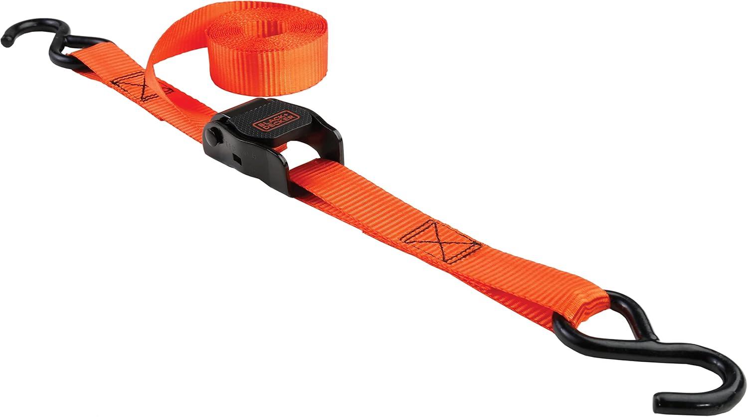 imageBlackDecker BDX1004 BlackOrange 1 x 10 CamBuckle Tie Down Straps 300 lb Safe Working Load 900 lb Break Strength 4 Pack1 X 10