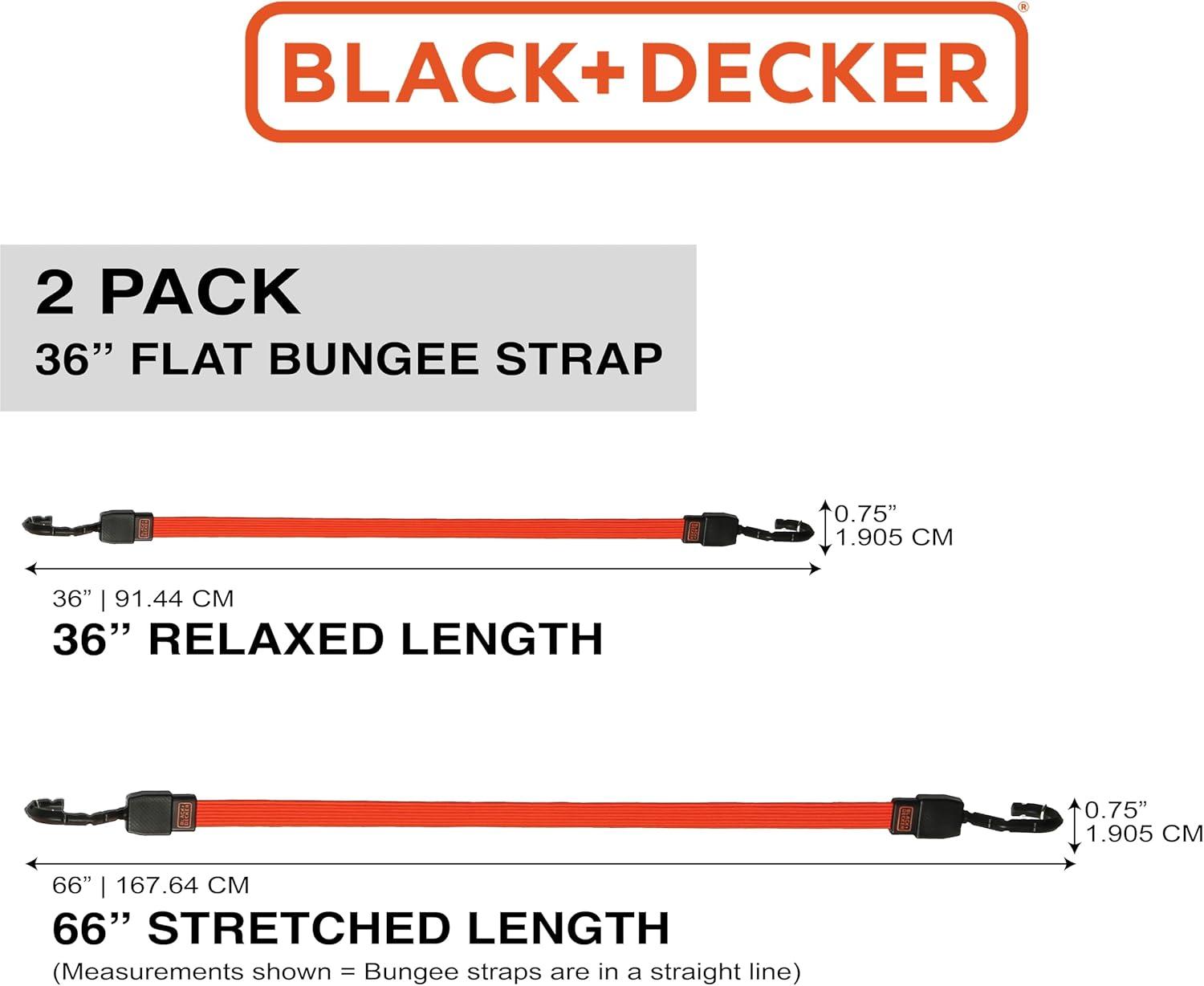 imageBlackDecker BDX1011 BlackOrange 36 Flat Bungee Cord Straps 2 Pack36 inch