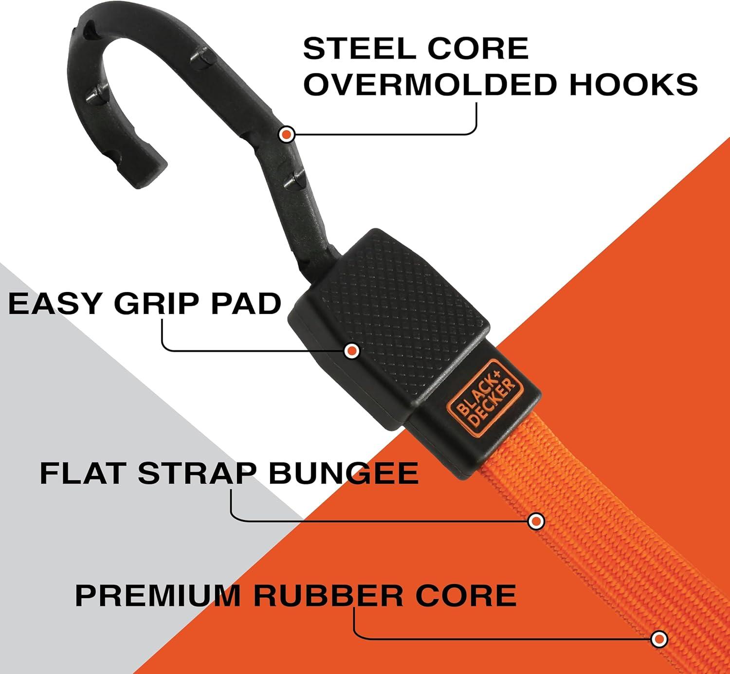 imageBlackDecker BDX1011 BlackOrange 36 Flat Bungee Cord Straps 2 Pack48 Inch