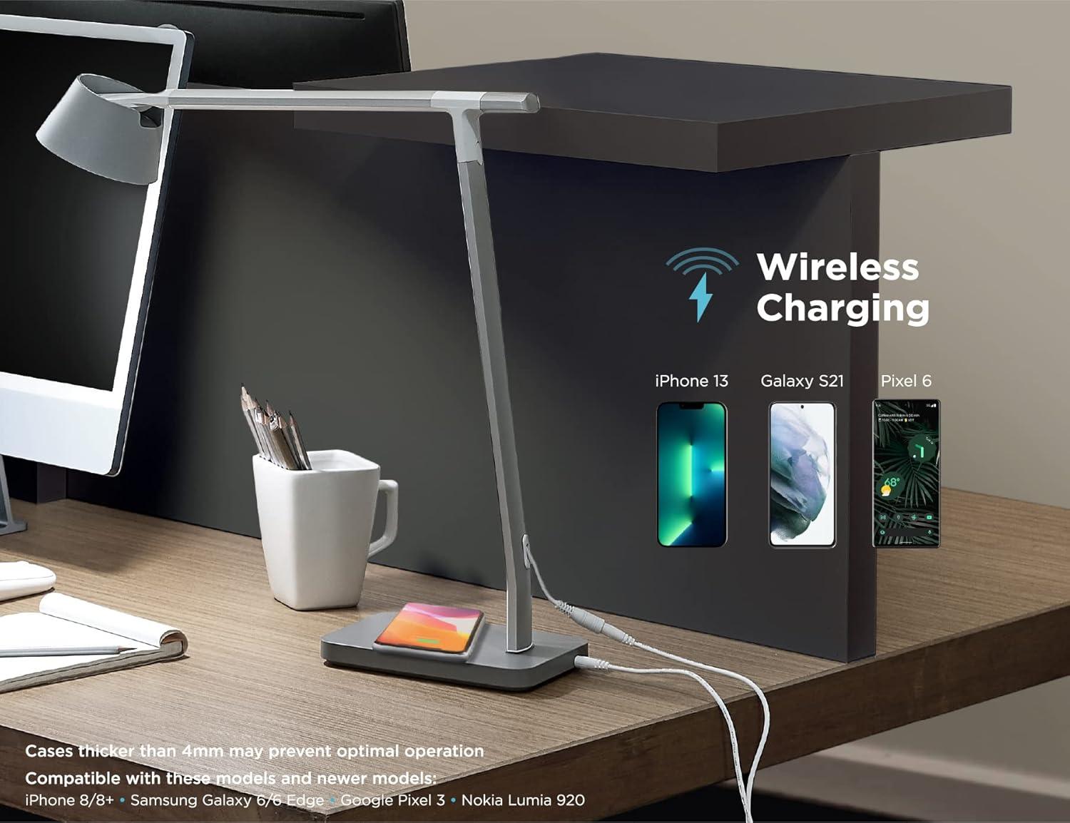 imageBlackDecker Verve Designer Desk Lamp with Qi Wireless Charger True White LED 16M RGB ColorsSilver