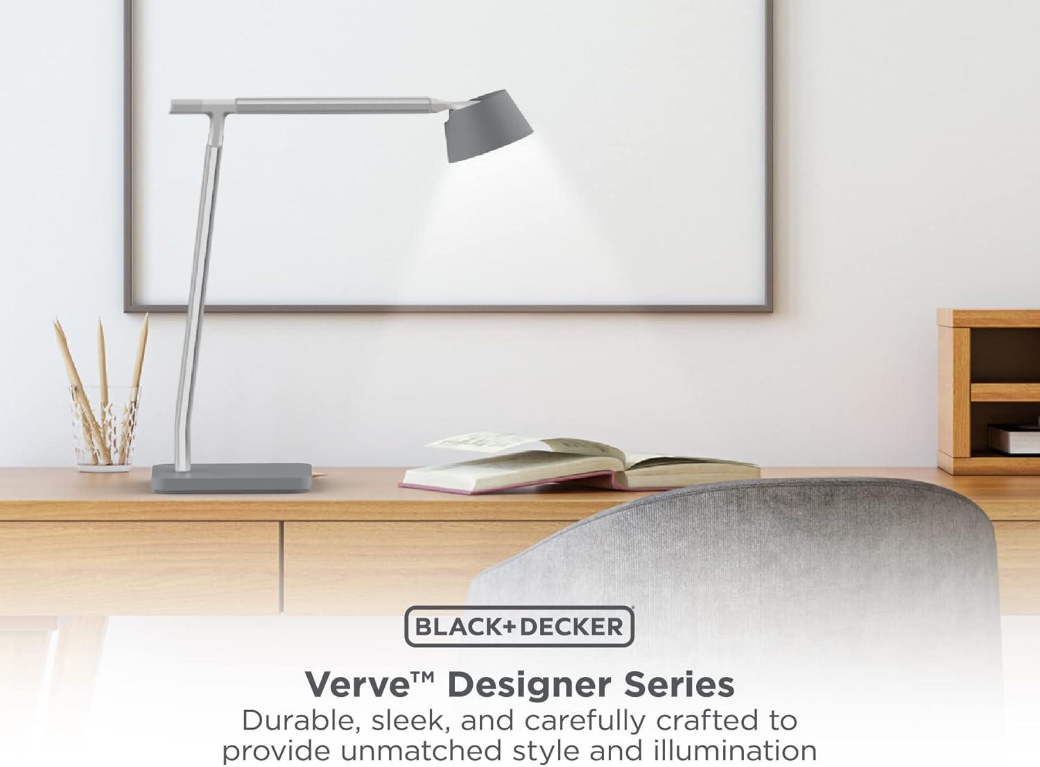 imageBlackDecker Verve Designer Desk Lamp with Qi Wireless Charger True White LED 16M RGB ColorsSilver