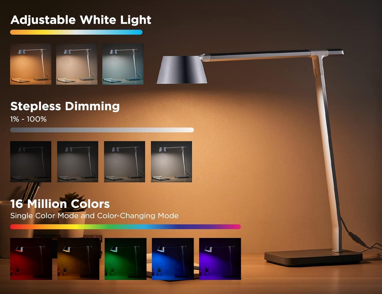 imageBlackDecker Verve Designer Desk Lamp with Qi Wireless Charger True White LED 16M RGB ColorsSilver