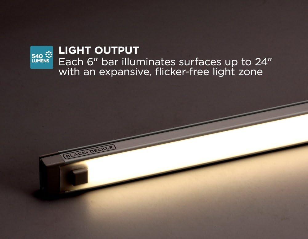 imagePureOpitcs LED Under Cabinet Lighting Kit Cool White Stick up Design 3Bars 6 Each LEDUC63CK 6