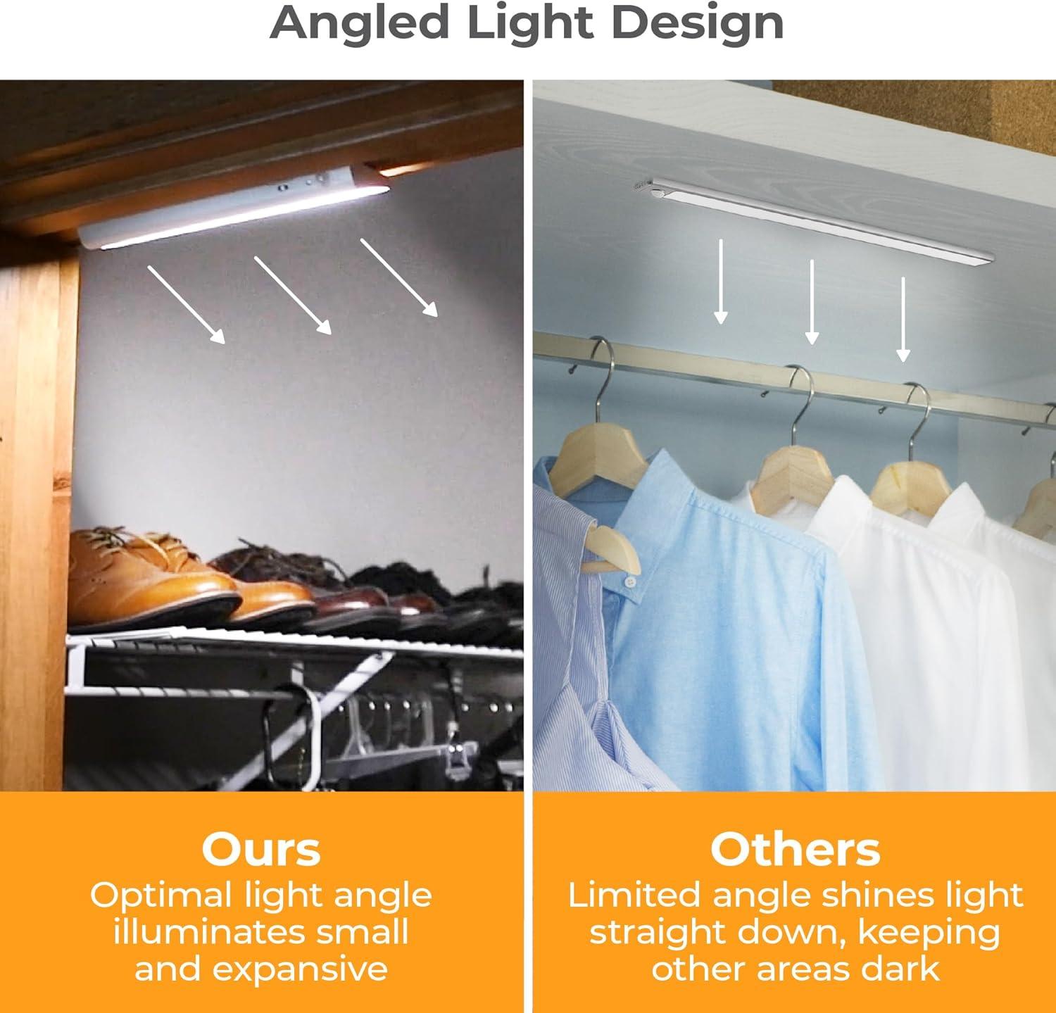 imagePureOptics LED Battery Operated Under Cabinet Lighting Motion Sensor OnOff Warm White LED StickOn Install for Kitchen amp Closets 2 Bars1 Bar