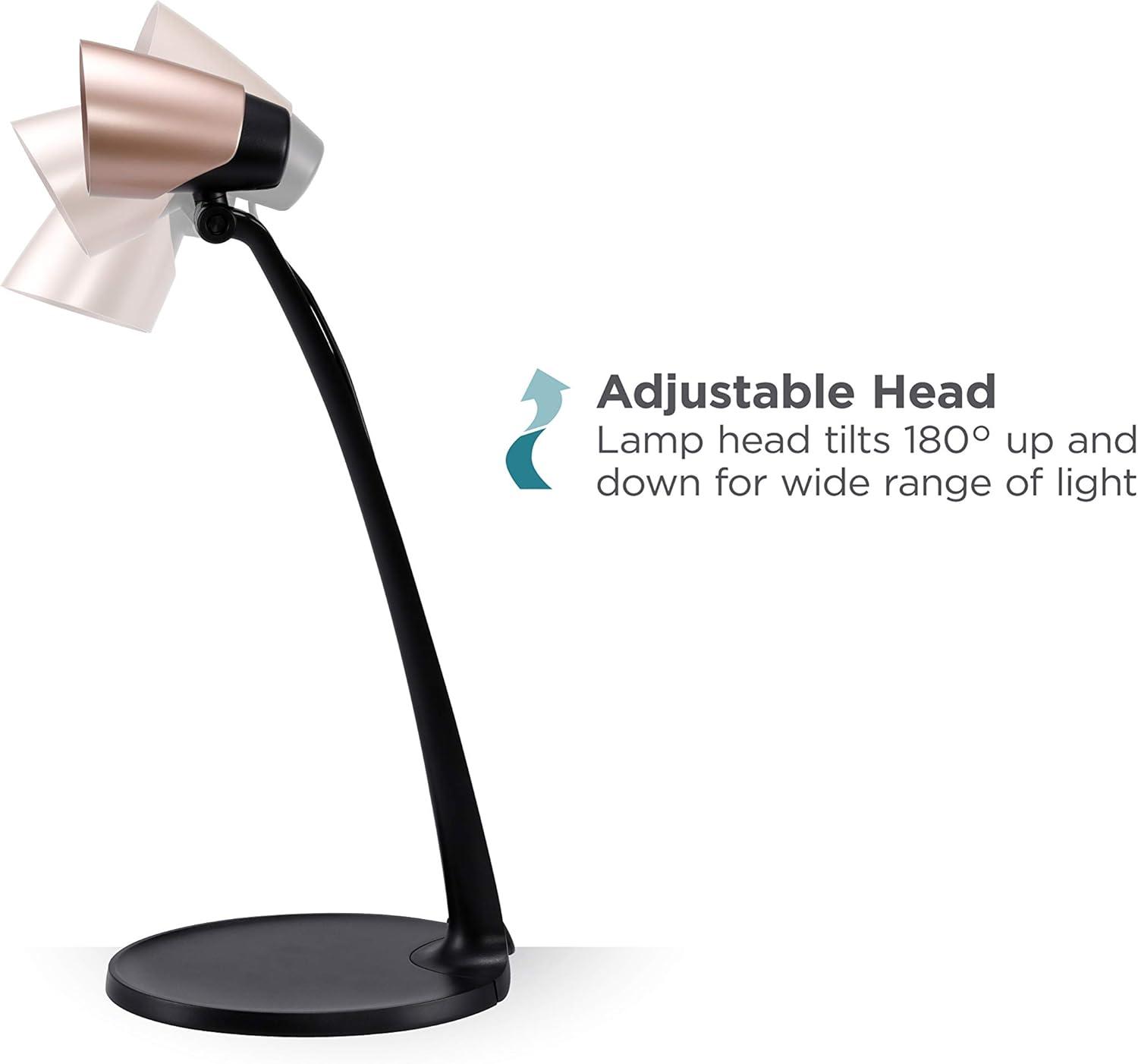 imagePureOptics LED Modern LED Desk Lamp 35W Rose Gold VLED1814BD