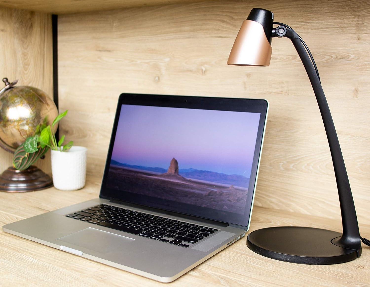 imagePureOptics LED Modern LED Desk Lamp 35W Rose Gold VLED1814BD