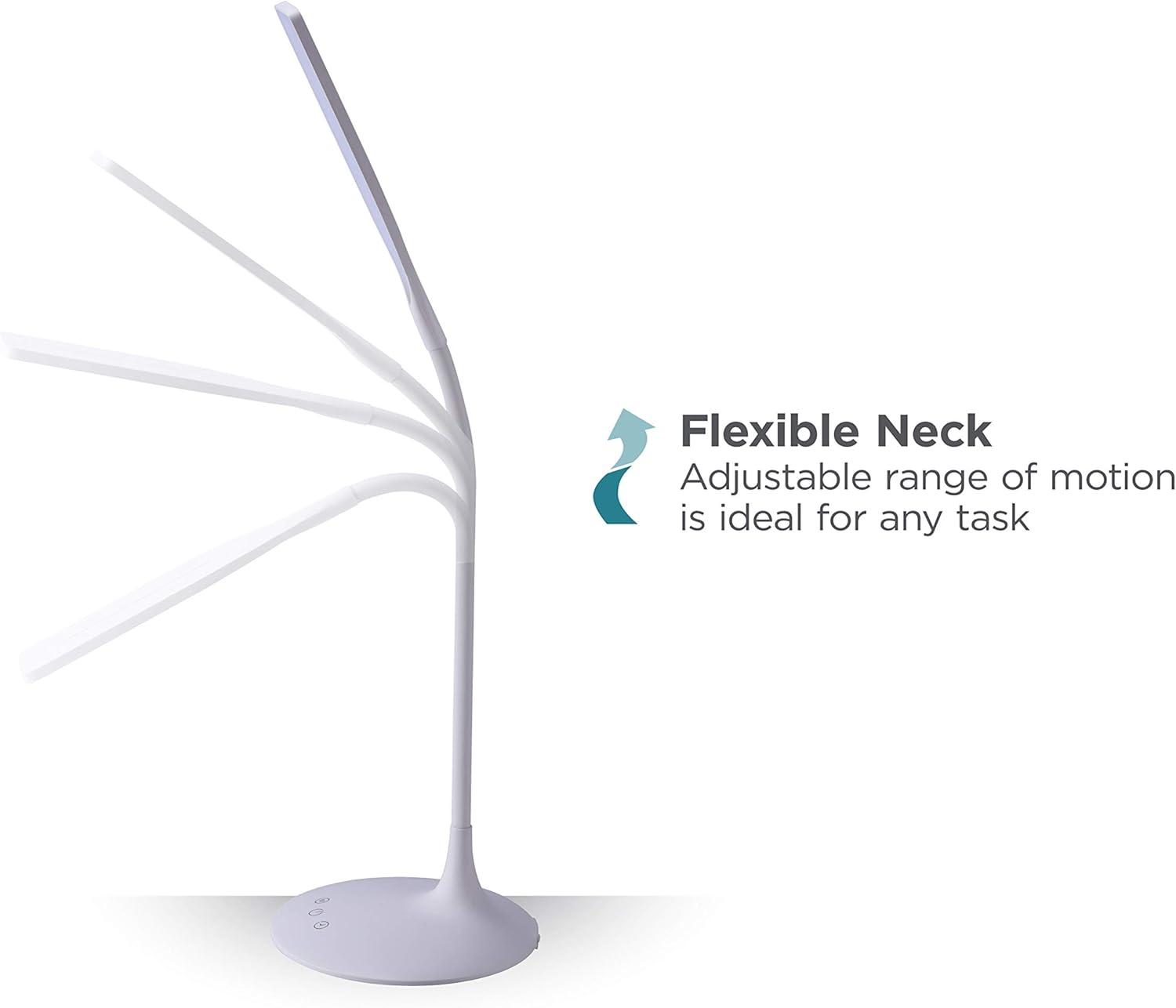 imagePureOptics LED VLED1820BD Battery LED Desk Lamp Dimmable with Adjustable Color Temperature 4 Hour Battery Life Rechargeable Reduces Eyestrain WhiteCircle Base