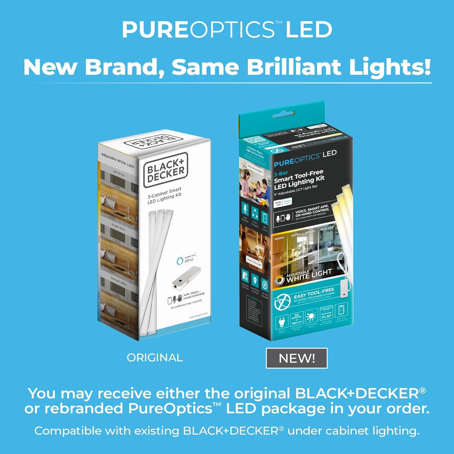 imagePureOptics LED Works with Alexa Smart Under Cabinet Lighting Adjustable LEDs 24 Bar White9 3bar