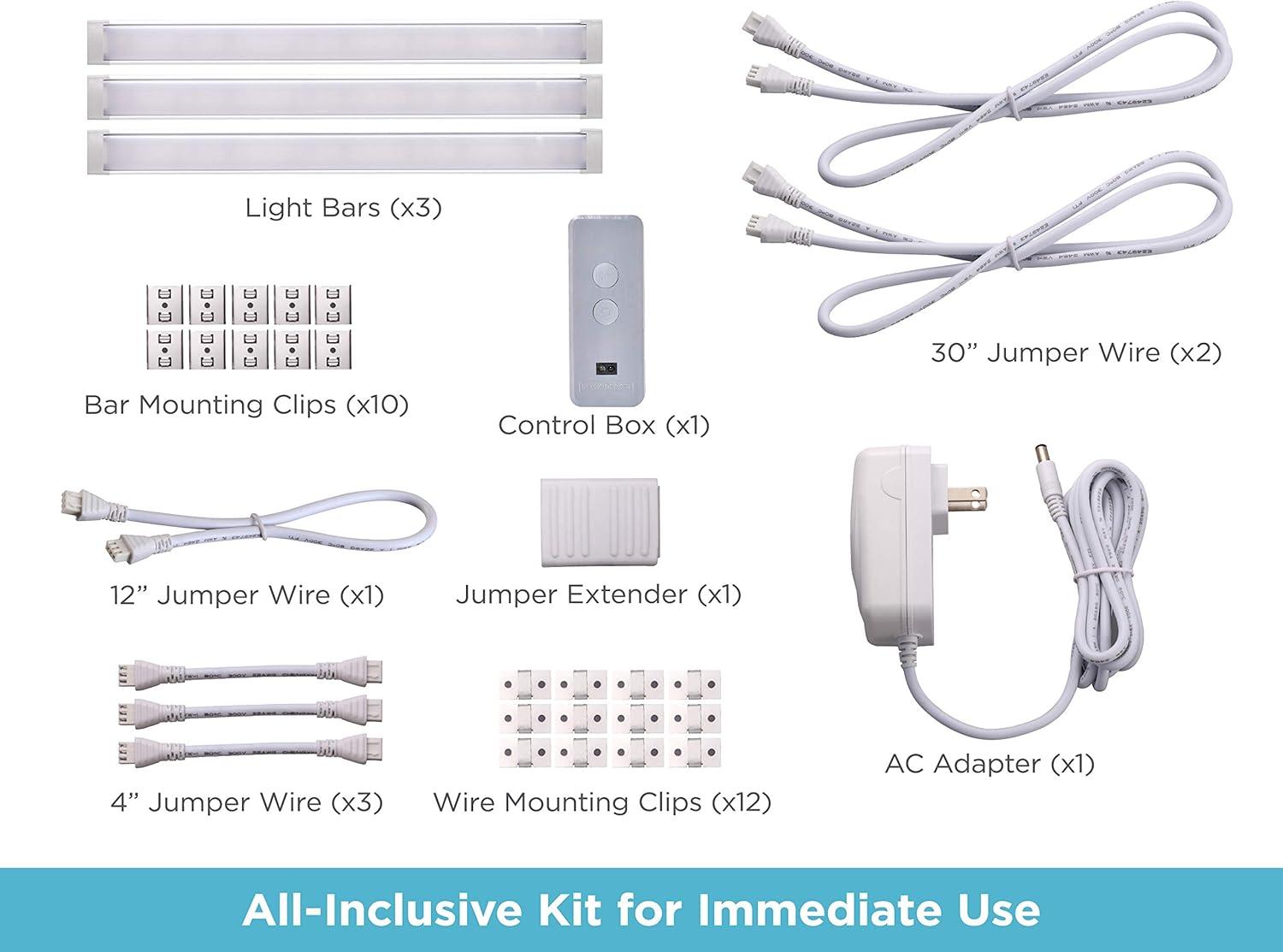 imagePureOptics LED Works with Alexa Smart Under Cabinet Lighting Adjustable LEDs 24 Bar White9 3bar