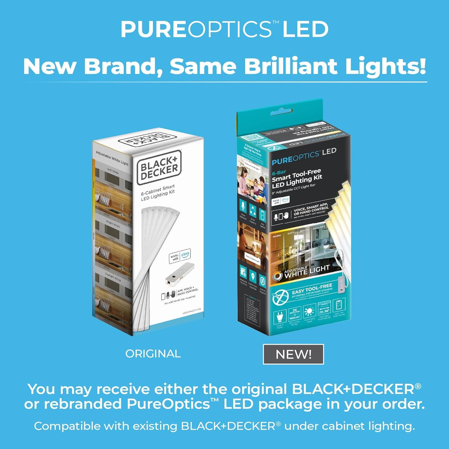 imagePureOptics LED Works with Alexa Smart Under Cabinet Lighting Adjustable LEDs 24 Bar White9 6bar
