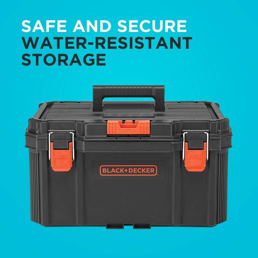 imagebeyond by BLACKDECKER BLACKDECKER BDST60500APB Stackable Storage System 3 Piece Set Small Deep Toolbox and Rolling Tote