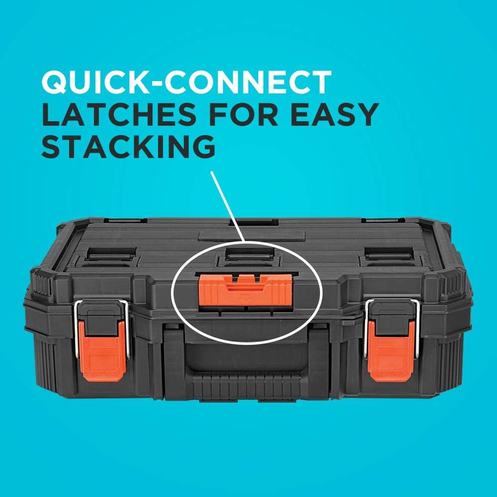 imagebeyond by BLACKDECKER BLACKDECKER BDST60500APB Stackable Storage System 3 Piece Set Small Deep Toolbox and Rolling Tote