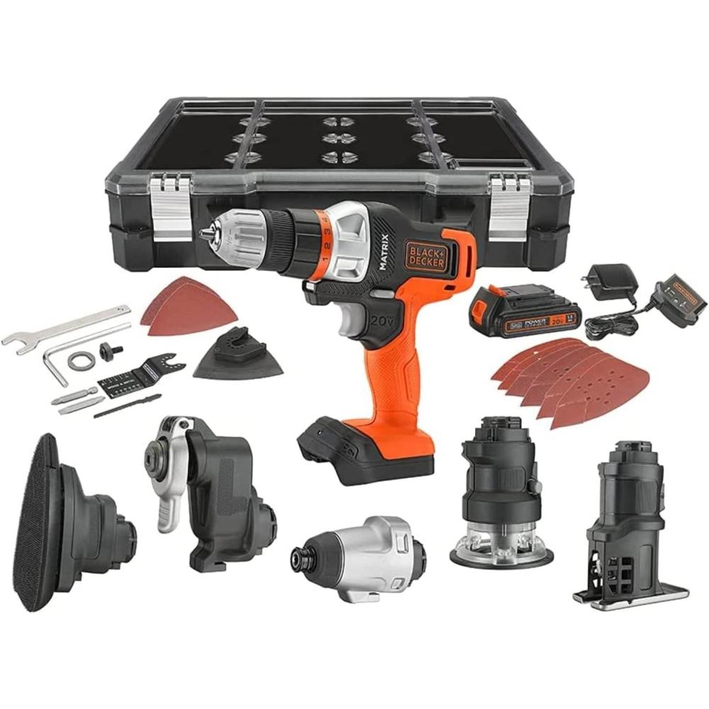 imageBLACKDECKER 20V MAX MATRIX Drill Power Tool Combo Kit 6Tool Set Cordless Tool Set BDCDMT1206KITC6Tool Combo Kit
