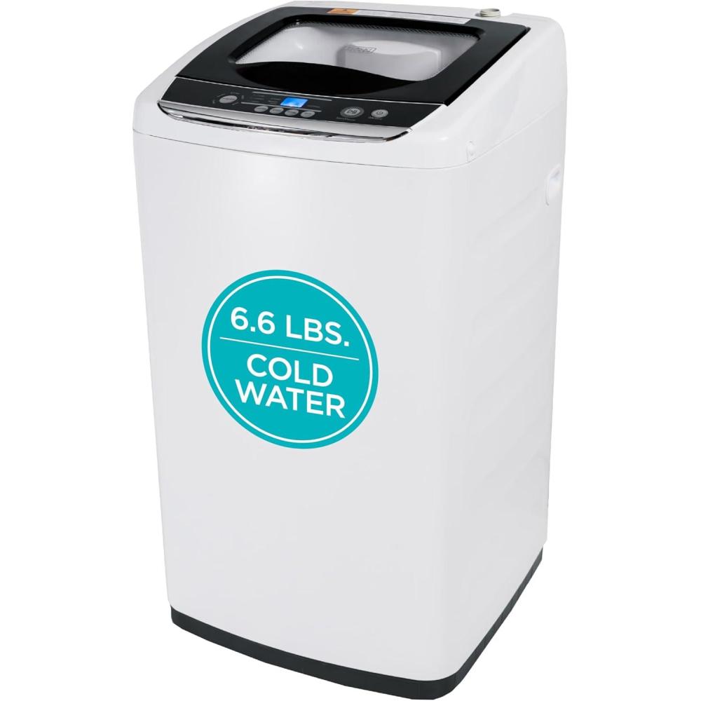 imageBLACKDECKER 30 Cu Ft Portable Washer 265 lb Capacity Washing Machine 6 Cycles Quick Connect Sink Adapter and Drain Hose Included Transparent Lid amp LED Display BPW30MW White09 Cu Ft