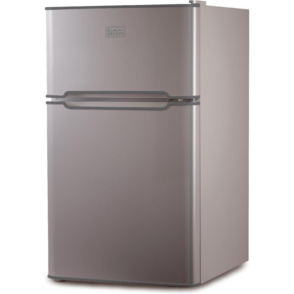 imageBLACKDECKER 31 Cu Ft Compact Two Door Refrigerator with Freezer ENERGY STAR Certified Mini Fridge 09 Cu Ft Freezer Interior Light R600a Refrigerant BCRDK32V VCM Stainless LookVCM