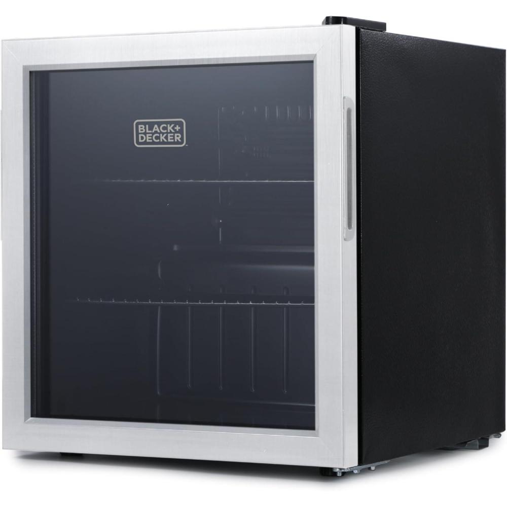 imageBLACKDECKER 33 Cu Ft Beverage Cooler Beverage Fridge with Double Pane Glass Door Drink Fridge and Beverage Refrigerator with 112Can Capacity for Home Bar and Home Office with LED Display63 Cans