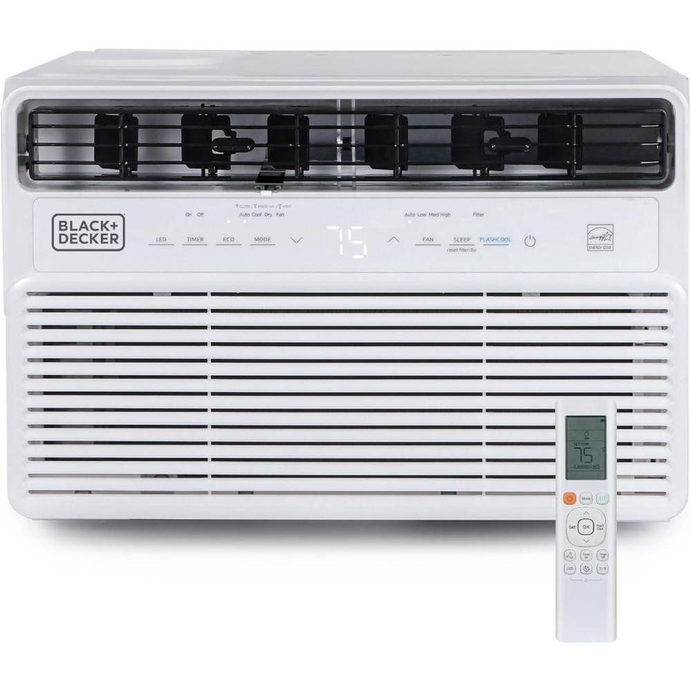 imageBLACKDECKER 8000 BTU Inverter Window Air Conditioner Window AC Units for Up To 350 Sq Ft ENERGY STAR Rated AC Unit Full Function Remote Control White12000 BTU