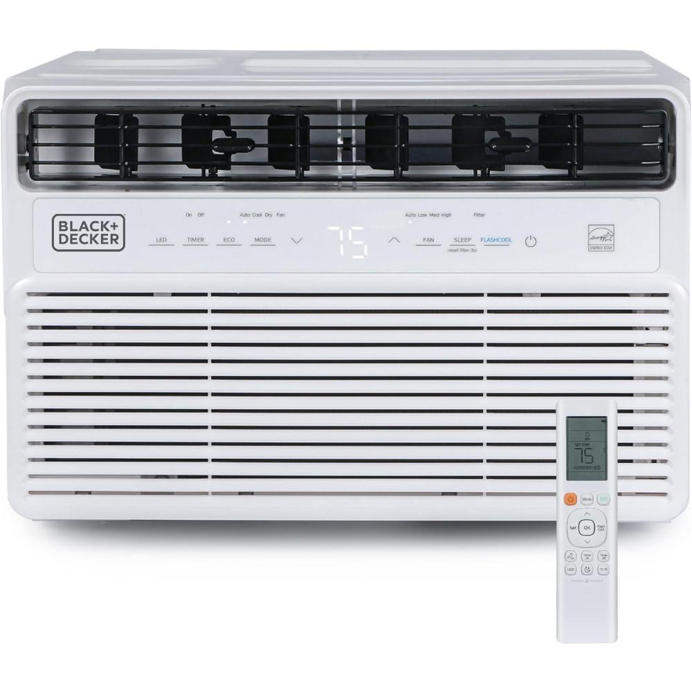 imageBLACKDECKER 8000 BTU Inverter Window Air Conditioner Window AC Units for Up To 350 Sq Ft ENERGY STAR Rated AC Unit Full Function Remote Control White8000 BTU