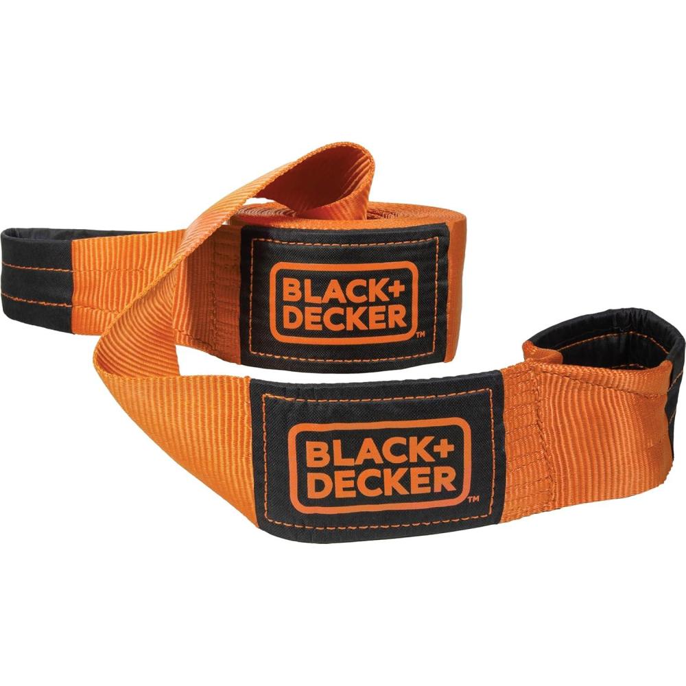 imageBLACKDECKER BD1002 BlackOrange 2 x 20 Tow Strap HeavyDuty 9000 lb Break Strength for Emergency OffRoad TowingRecovery Strap Heavy Duty
