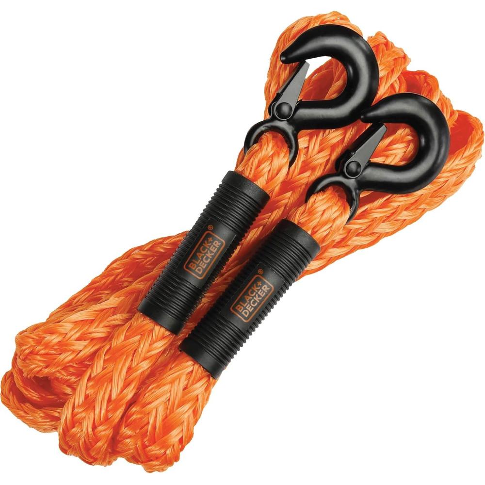imageBLACKDECKER BD1002 BlackOrange 2 x 20 Tow Strap HeavyDuty 9000 lb Break Strength for Emergency OffRoad TowingTow Rope