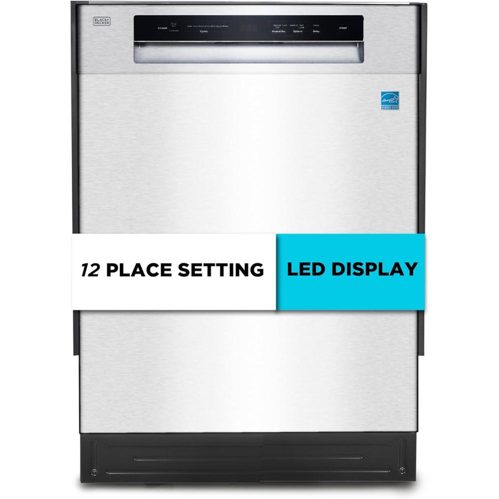 imageBLACKDECKER Countertop Dishwasher Counter Dishwasher with 6 Wash Programs 6Place Setting Capacity Stainless Steel Interior ENERGY STAR Certified BCD6SD WhiteStainless 100MS
