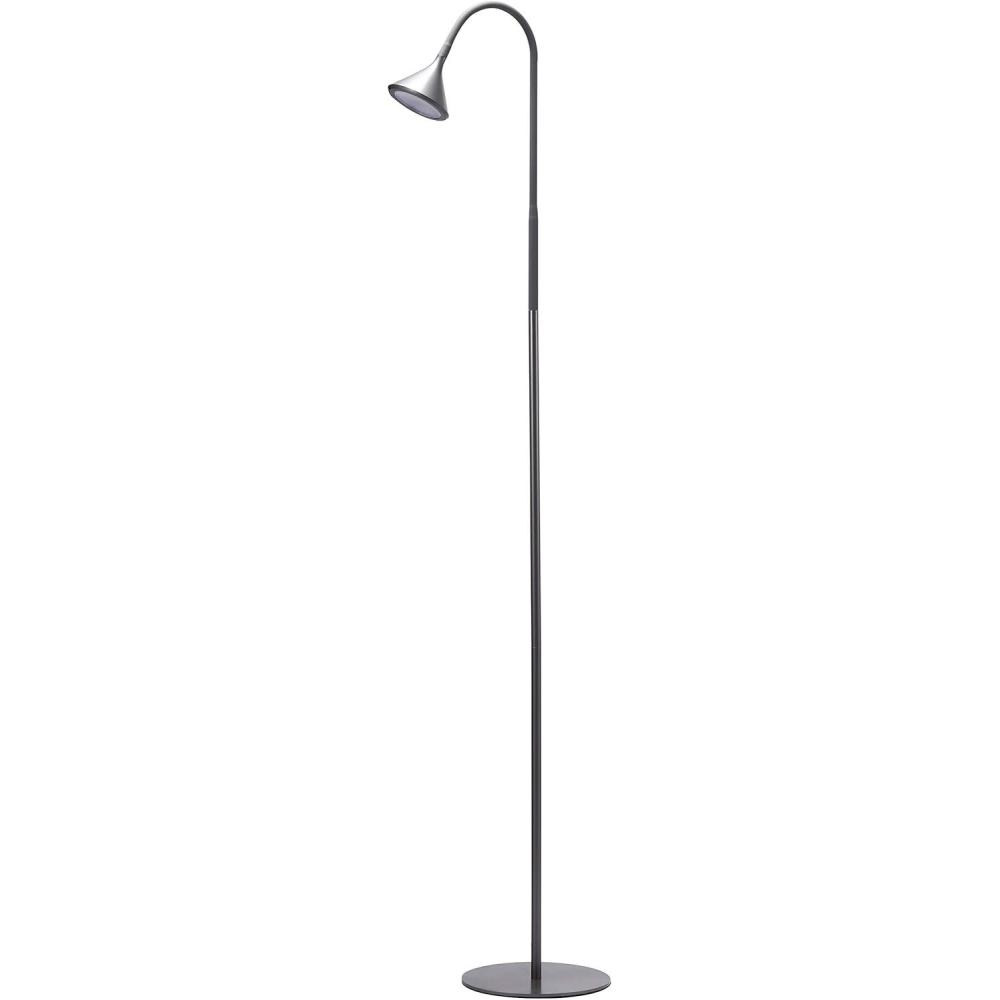 imageBLACKDECKER PureOptics LED Minimalist Floor Lamp 58 Height with Weighted Base Adjustable Gooseneck Flicker Free EcoFriendly Foot Switch GrayFloor Lamp