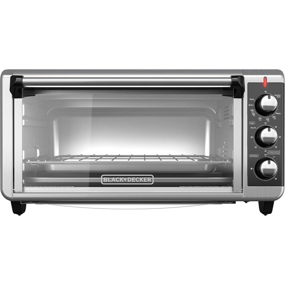 imageBLACKDECKER TO3250XSBD 8Slice Extra Wide Convection Countertop Toaster Oven Includes Bake Pan Broil Rack amp Toasting Rack Stainless SteelBlack