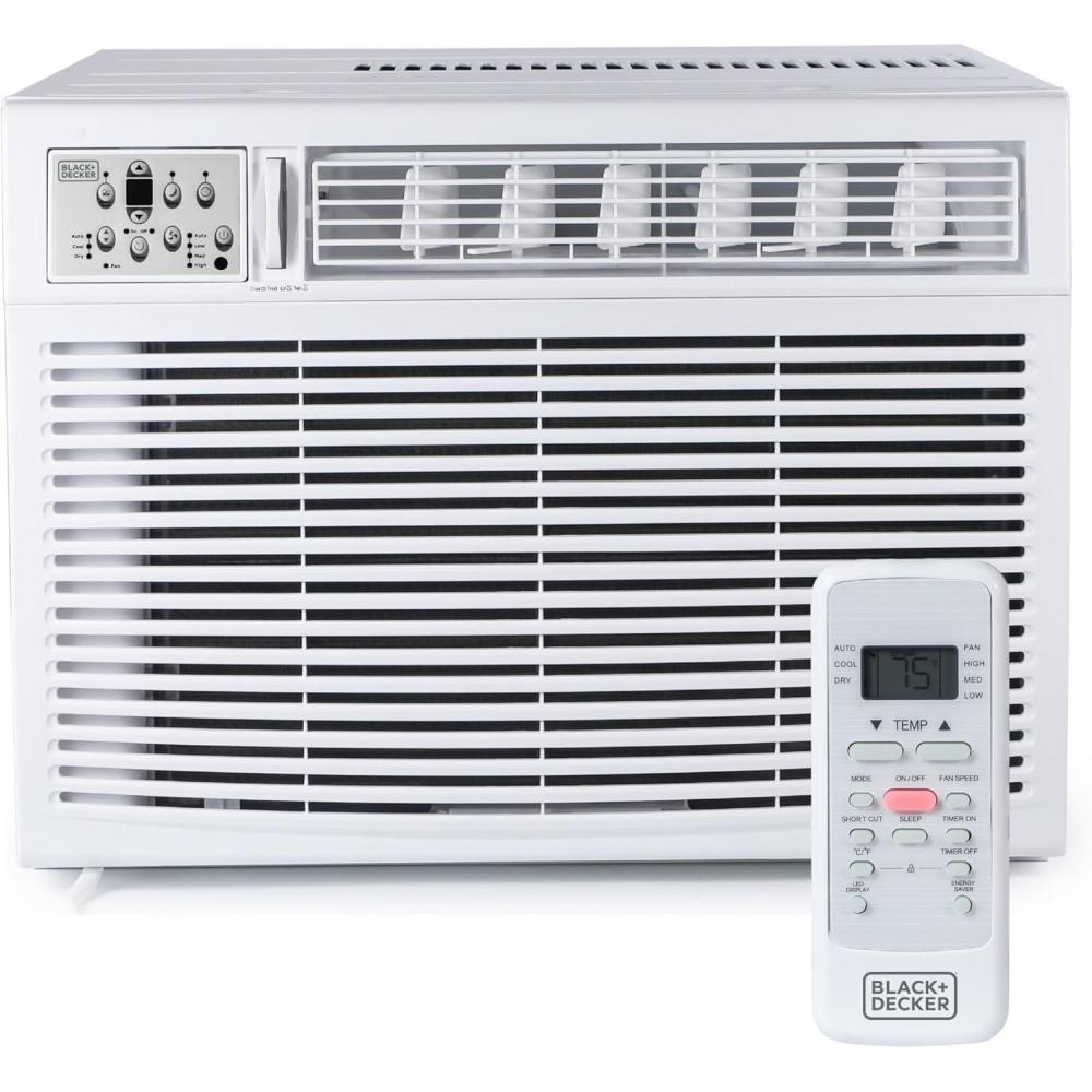 imageBLACKDECKER Window Air Conditioner 5000 BTU AC Window Unit Cools Up to 150 Square Feet Window AC Unit with Mechanical Controls Manual Fan Only and Cool Settings BD05MWT6 White180000 British Thermal Units