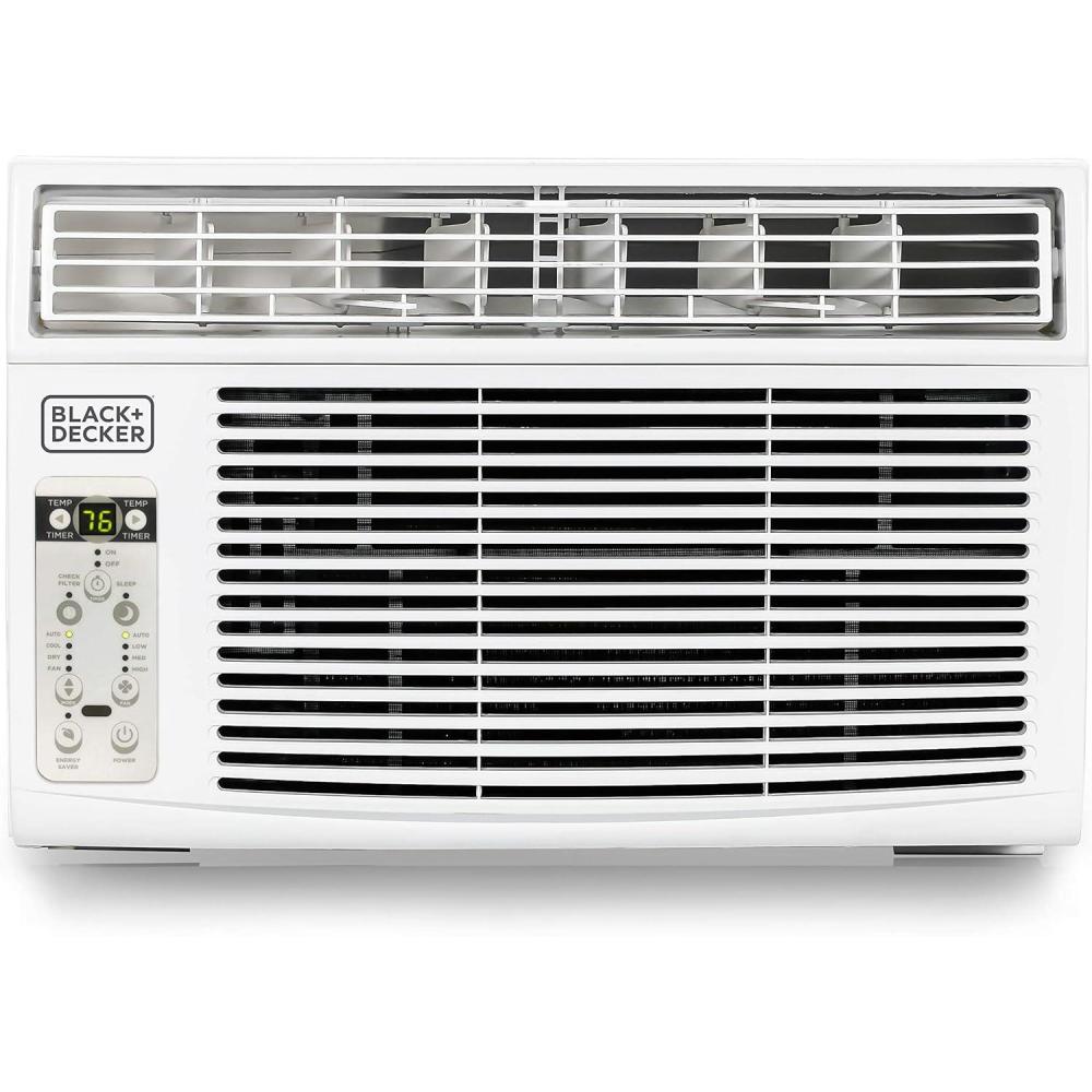 imageBLACKDECKER Window Air Conditioner 5000 BTU AC Window Unit Cools Up to 150 Square Feet Window AC Unit with Mechanical Controls Manual Fan Only and Cool Settings BD05MWT6 White80000 British Thermal Units